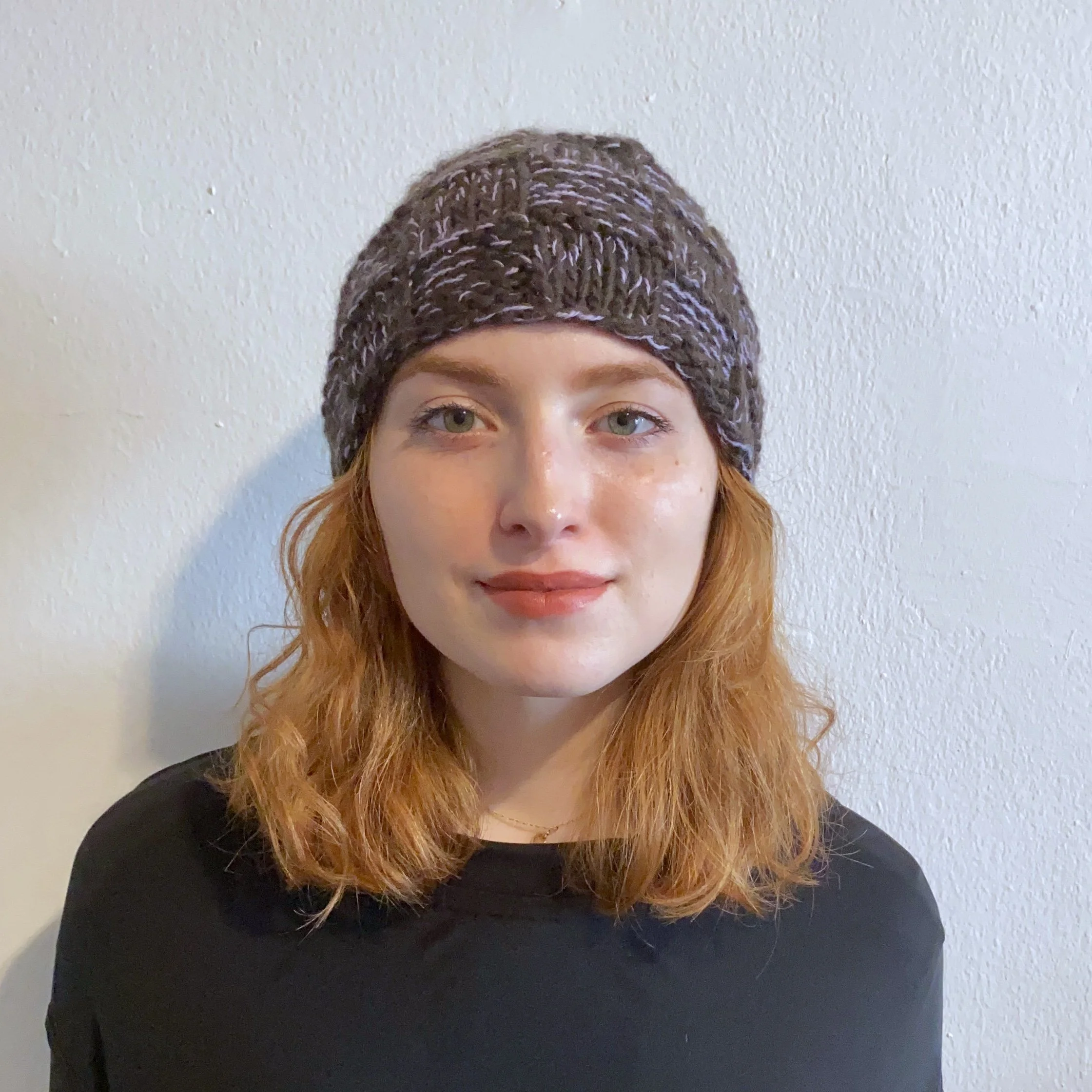 Checkerboard Beanie - Black + Lavender