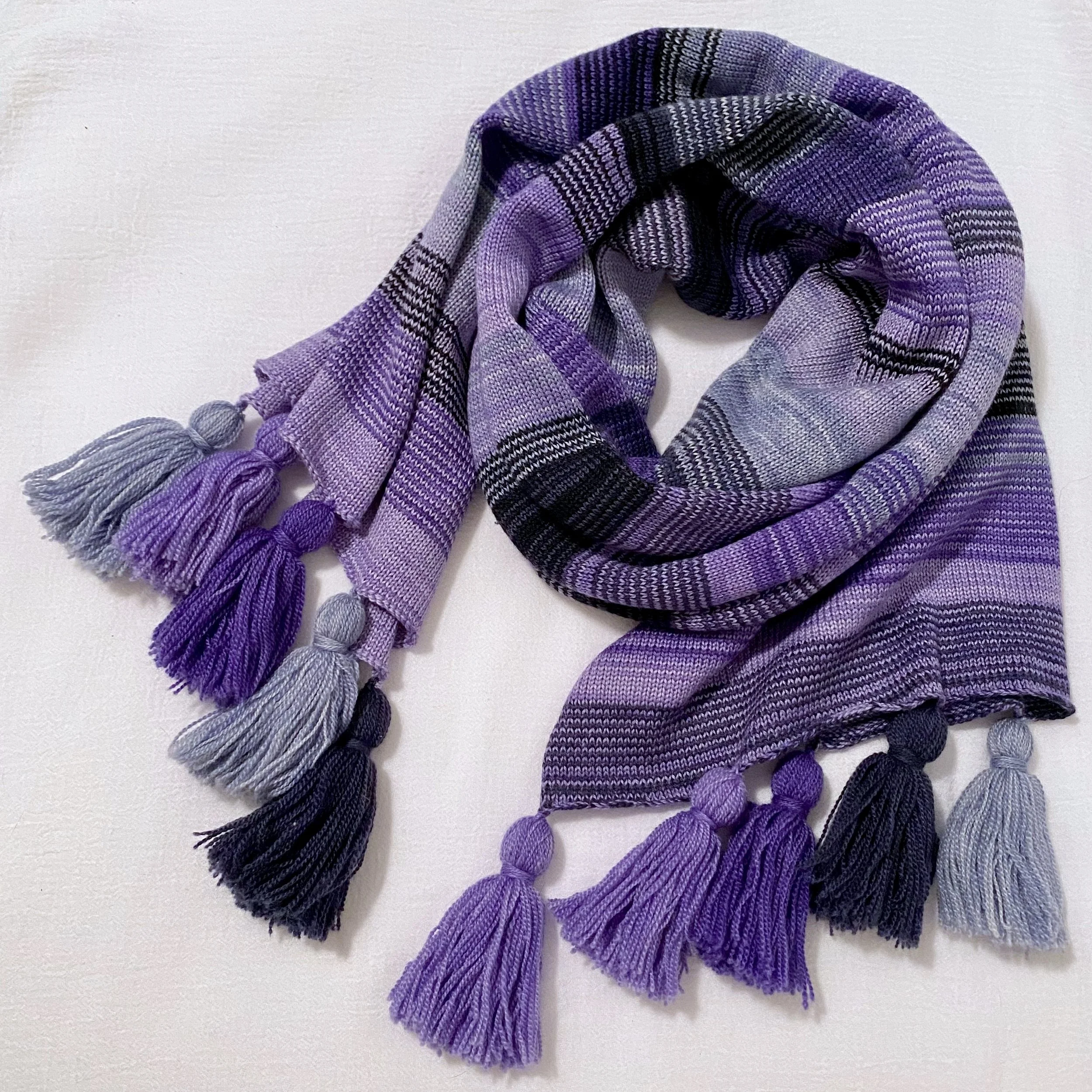 Stripe Tassel Scarf - Purple Combo