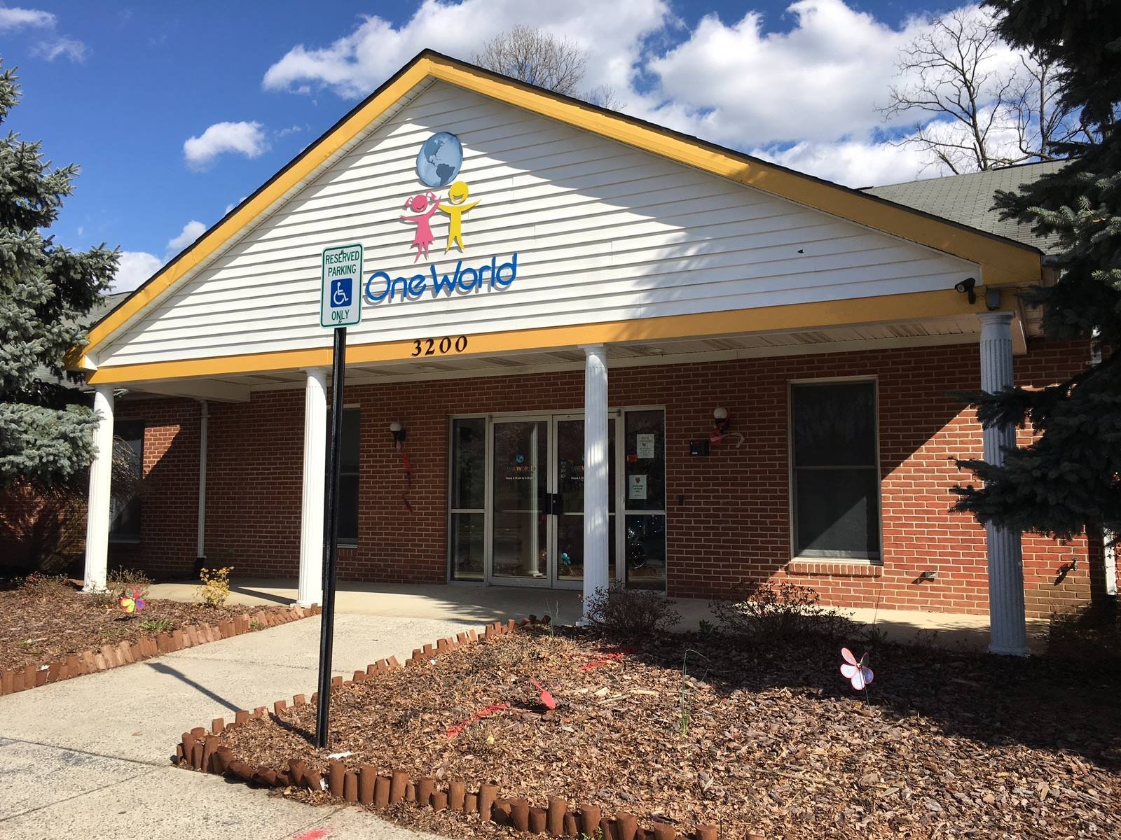 One World Preschool in Silver Spring, MD building. This top daycare features a one acre facility with two playgrounds and award-winning teachers.