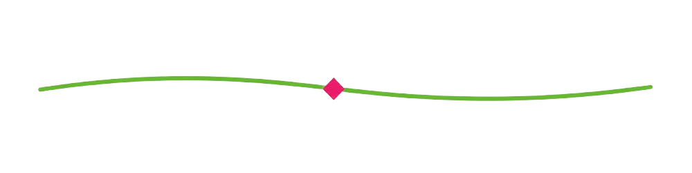 A horizontal line with three different colored lines with a pink diamond shape in the middle, indicating a shift or change.