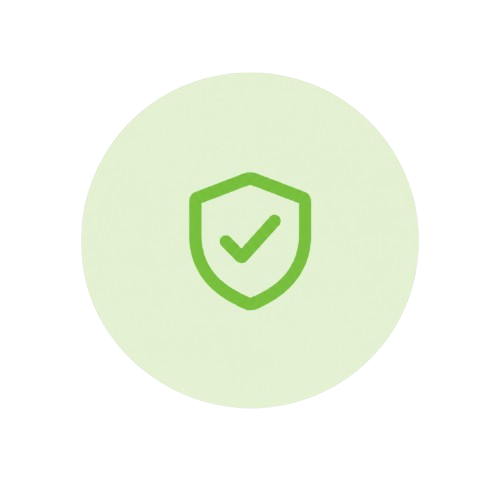 Green shield circle icon