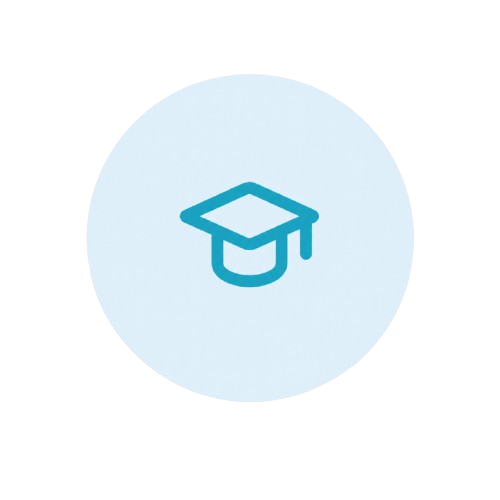 Blue graduation cap circle icon