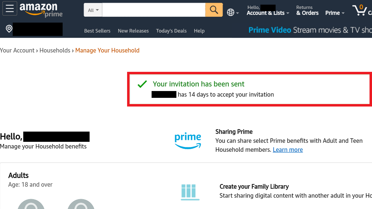 how many family members can share an amazon prime account