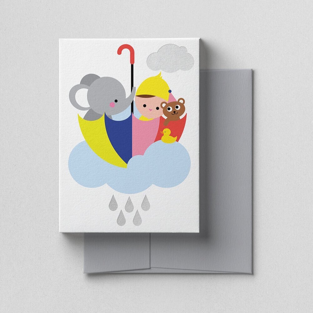 Rain rain go away, come again another day. 👆Pictured: V. Happy Papers Baby Shower card, with an illustration inspired by our little Winter. Stay dry friends ☔️