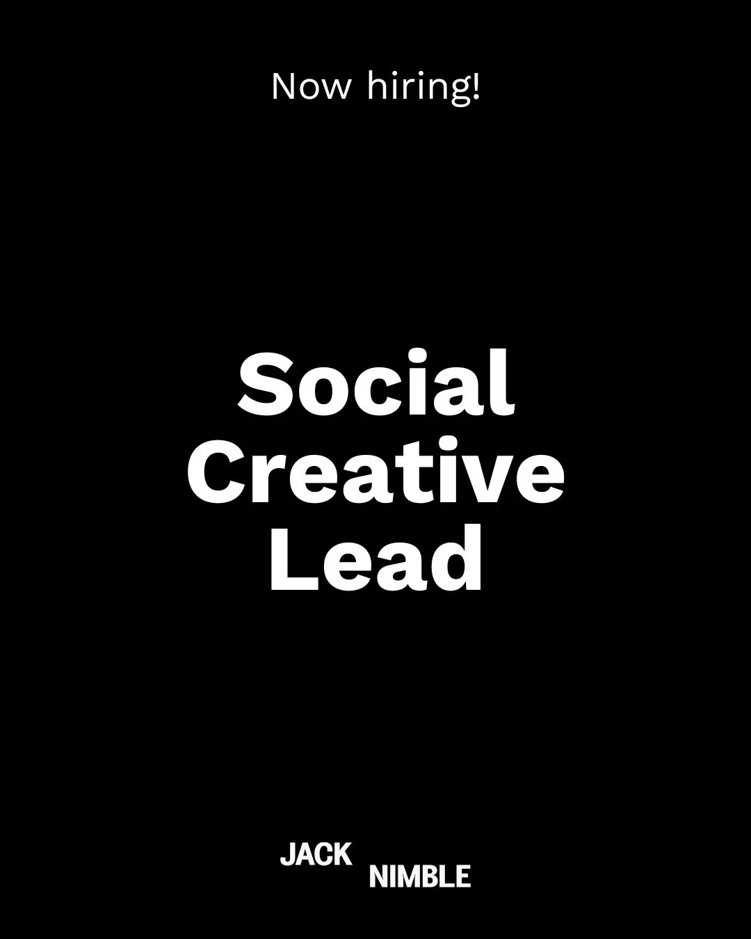 We&rsquo;re hiring in creative, accounts and always on! 🎨

If you love social as much as we do, we want to hear from you. Head to the link in bio to apply.