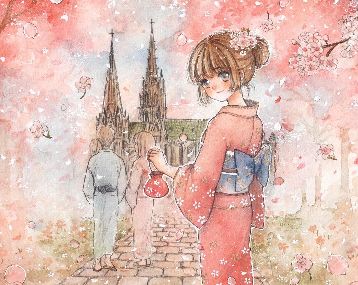 Illustration for @mangamania_chartres festival poster this year 🌸✨

Watercolor on Arches cold press paper
#illustration #watercolor #ink #水彩 #透明水彩 #透明水彩イラスト