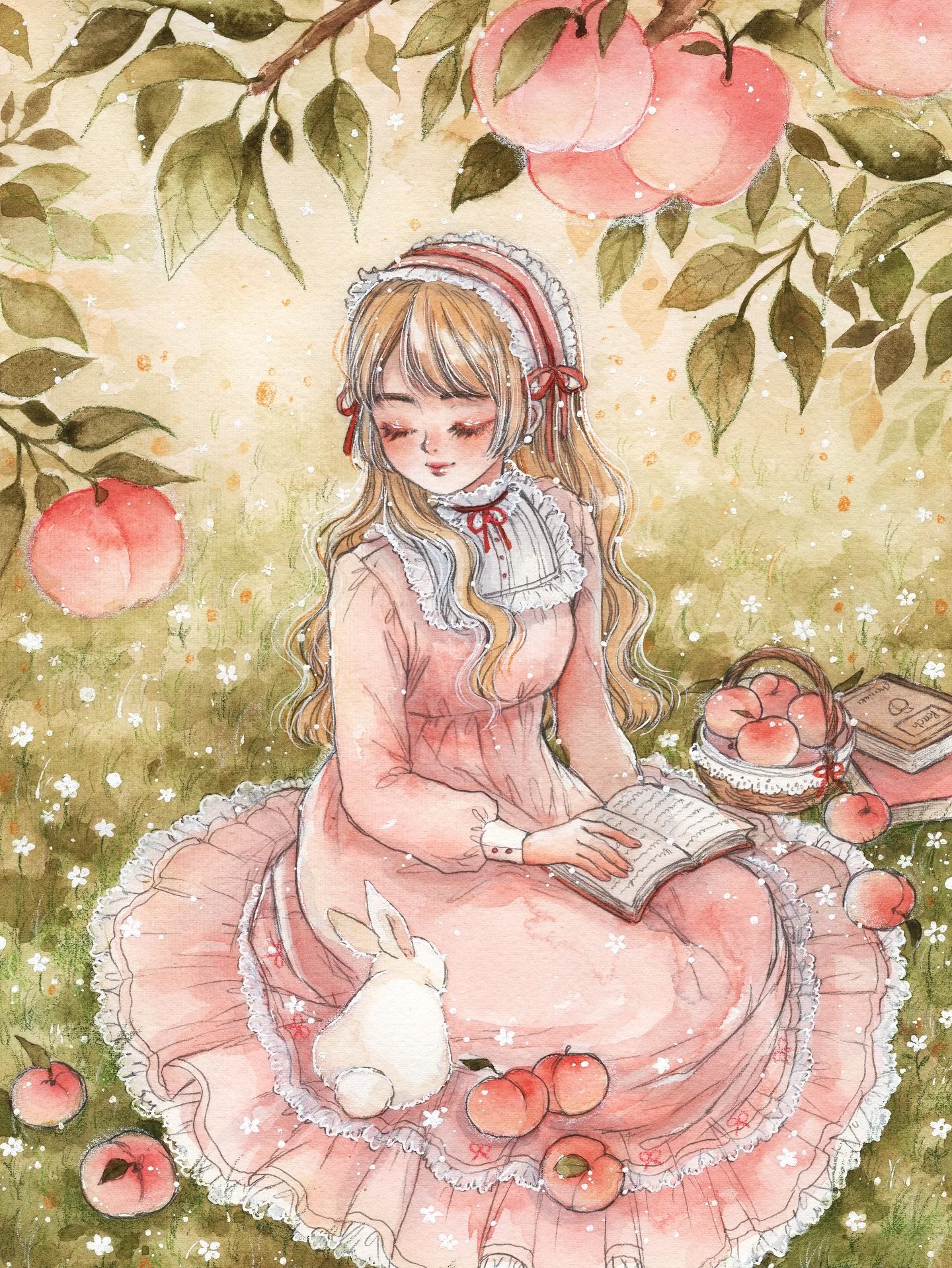 Peach Garden 🍑🌱

-
August&rsquo;s happy mail theme ✶ 
You can sign up for the happy mail club on Patreon before the month of August ends to receive this set 💌 

Watercolor &amp; color pencils on Arches paper
#watercolor #illustration #ink #水彩 #透明水
