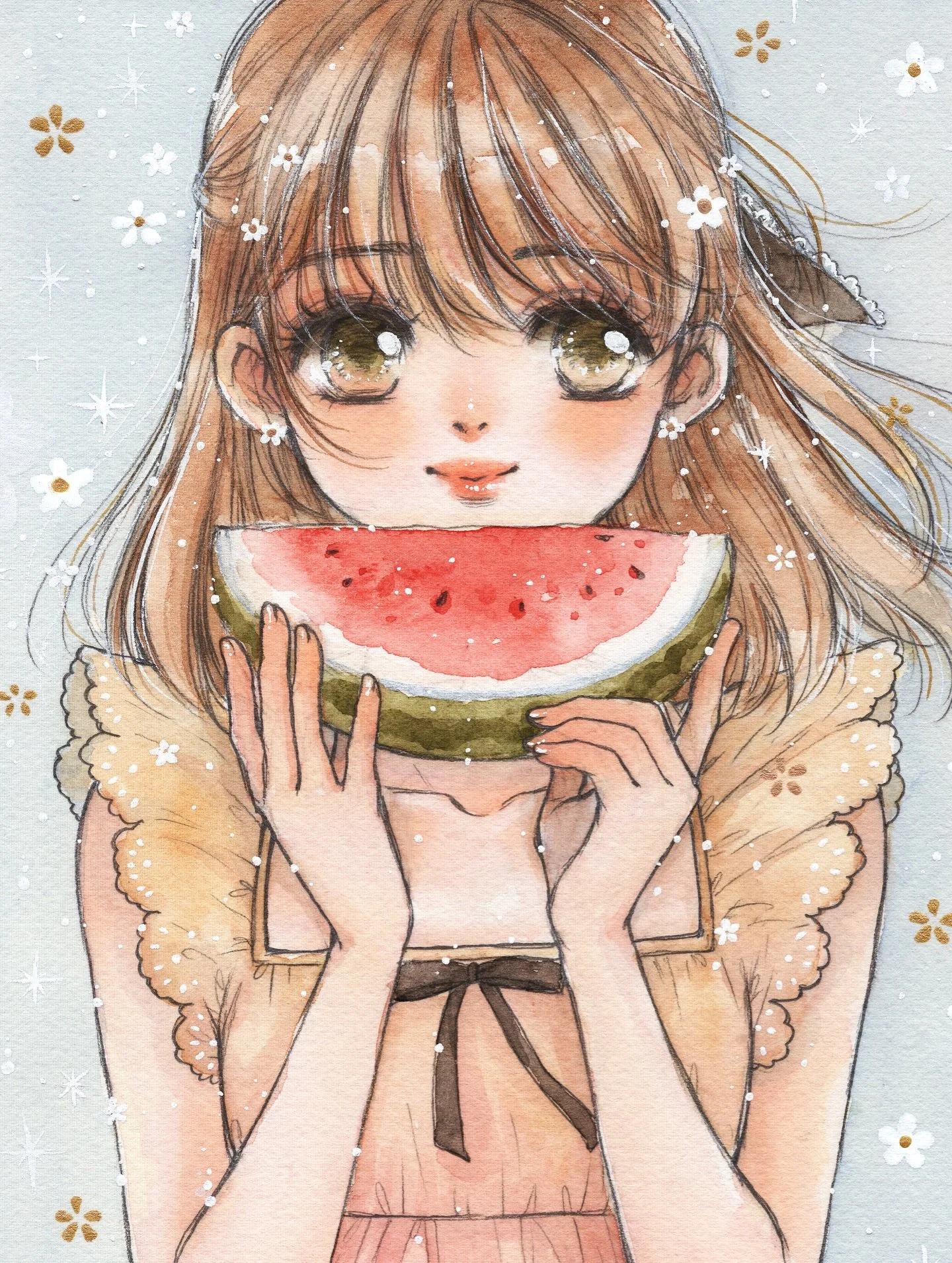 🍉✨
Watermelon theme for September&rsquo;s happy mail 💌

.
#watercolor #illustration #ink #水彩 #透明水彩