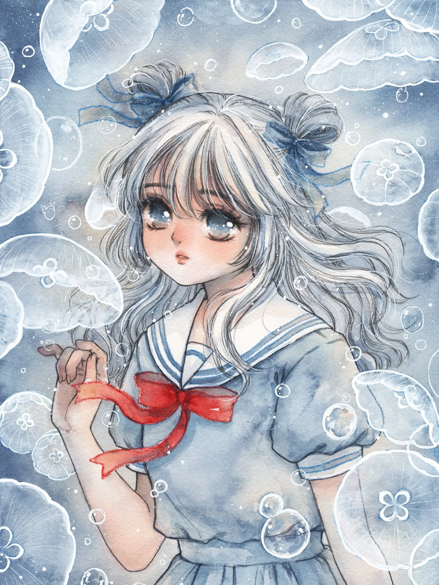 Jellyfish 🪼🫧
Animal series 

For April&rsquo;s happy mail theme 💌🤍

21 x 29 cm, watercolor on arches 300gsm paper
#watercolor #illustration #ink #水彩 #透明水彩