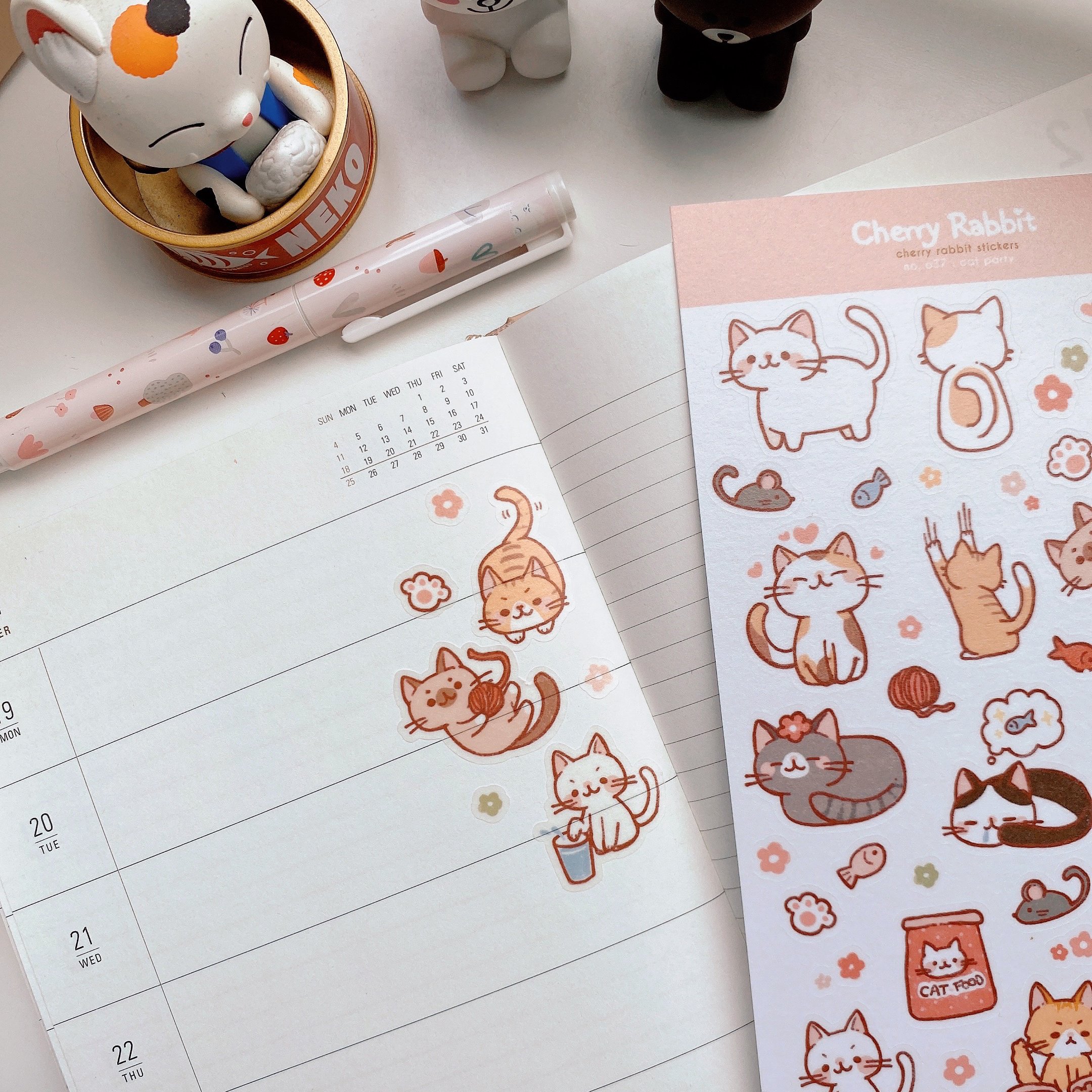 Cat Party: Sticker Sheet — Cherry Rabbit