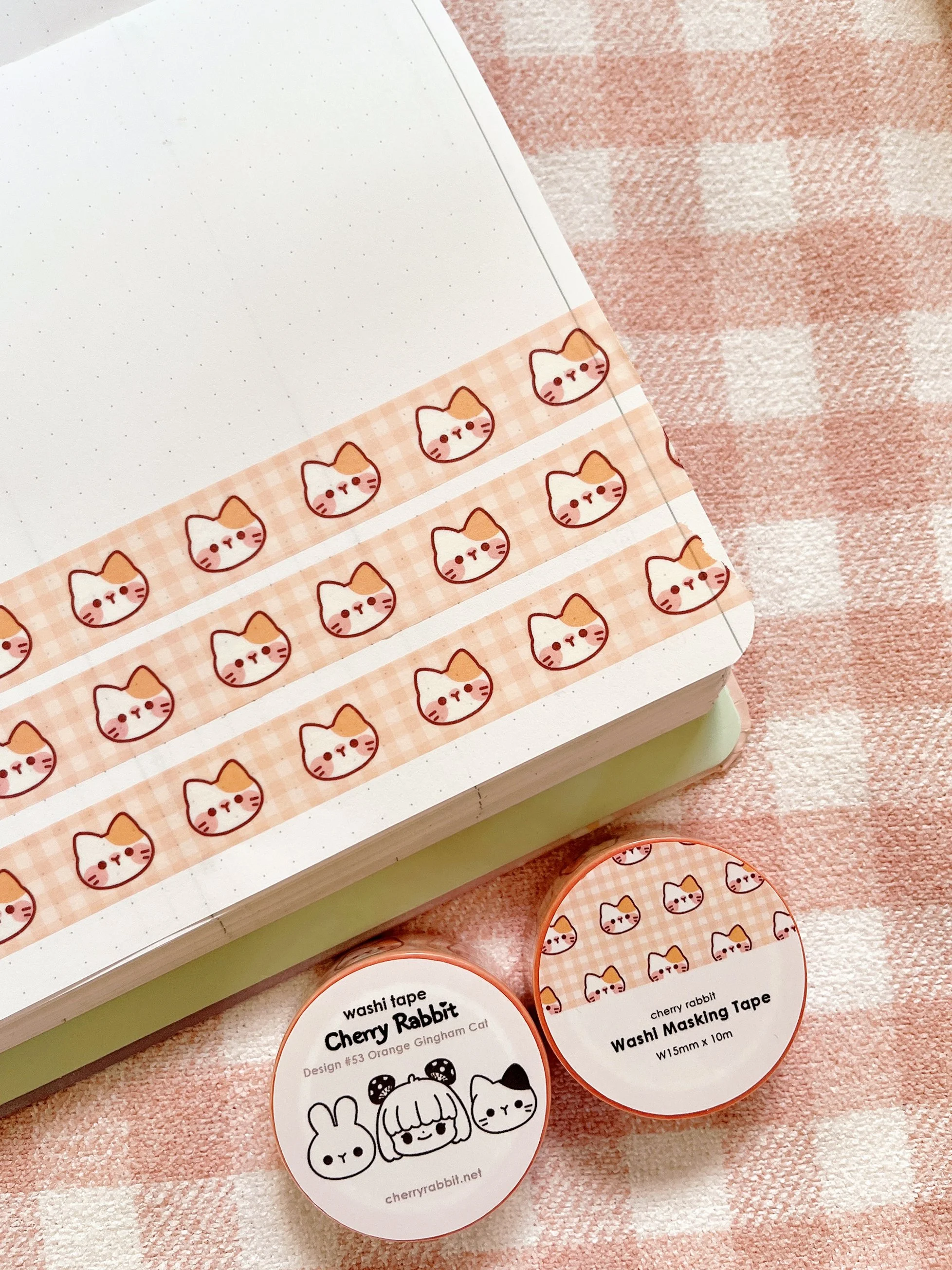 Orange Gingham Cat: Washi Tape no.053