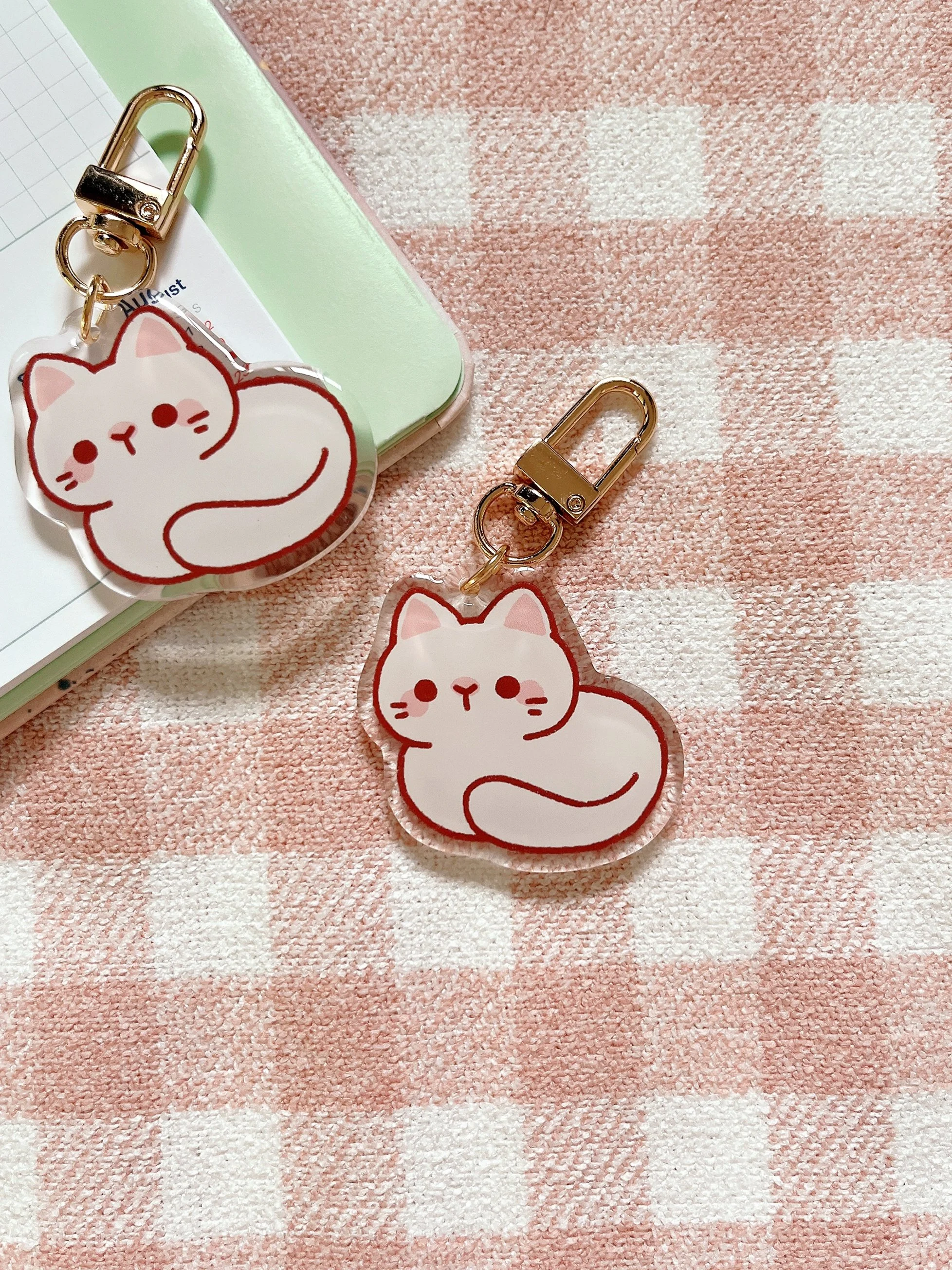 White Cat Loaf Keychain