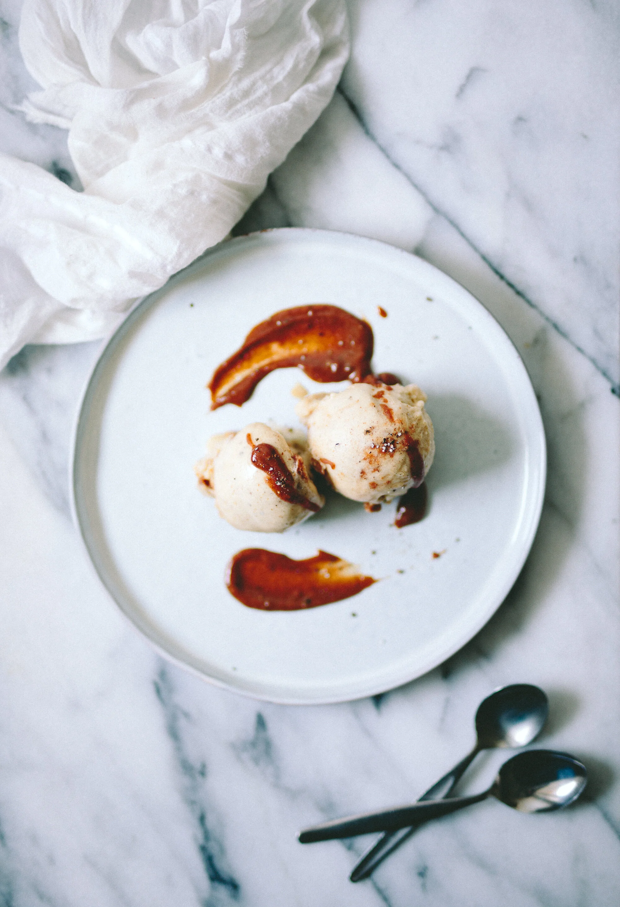 No-Churn Cardamom Nice Cream with Almond Butter Caramel Ripple | v + gf