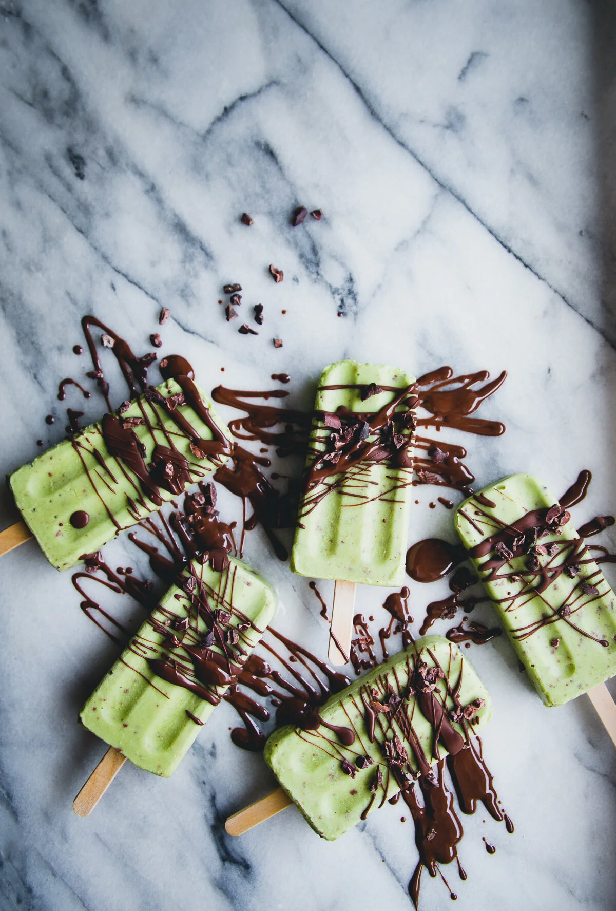 Vegan Avocado Popsicles with Mint Chocolate Drizzle | v + gf