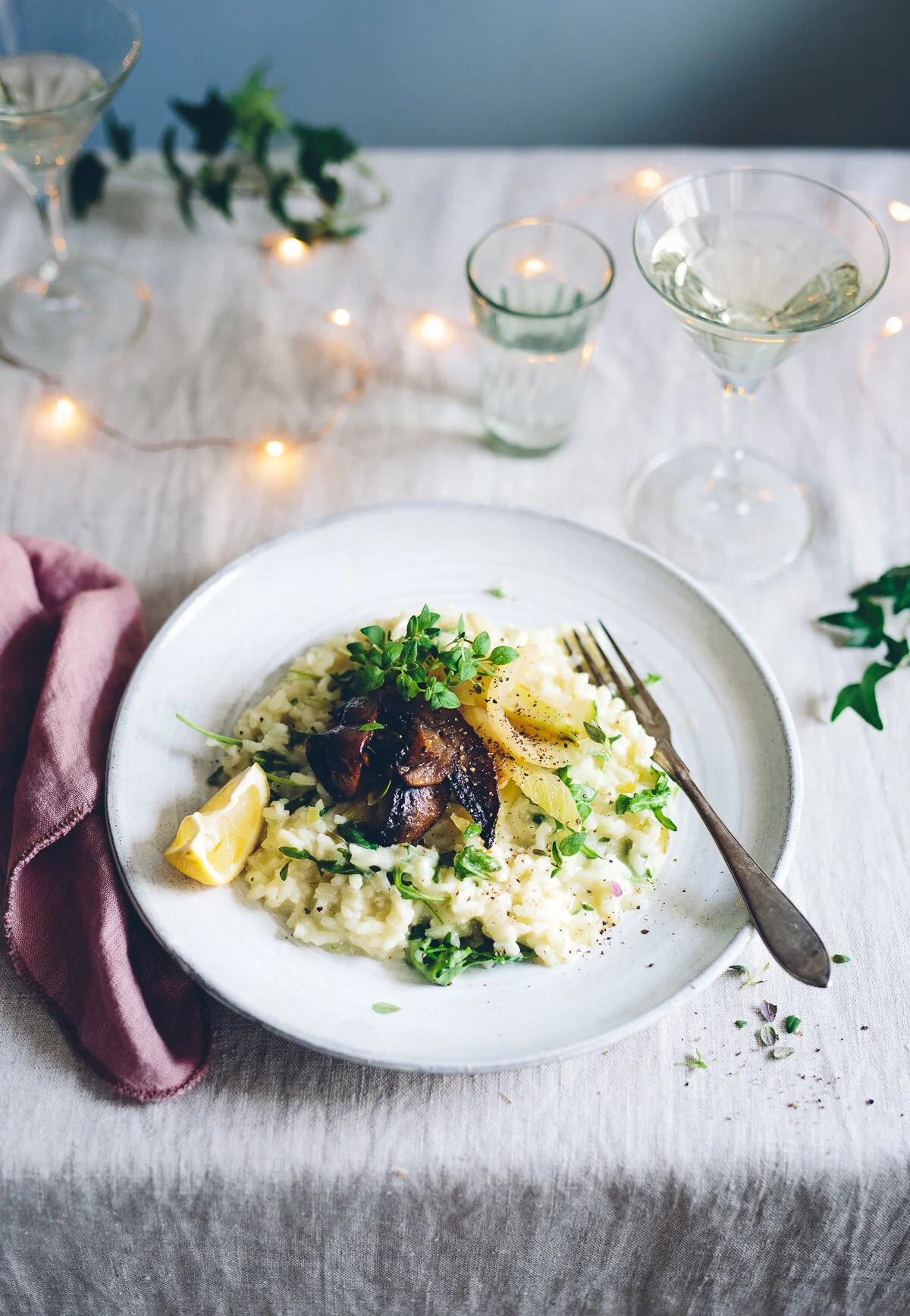 Vegetariskt till Nyår: Risotto med karamelliserad fänkål och misofräst svamp