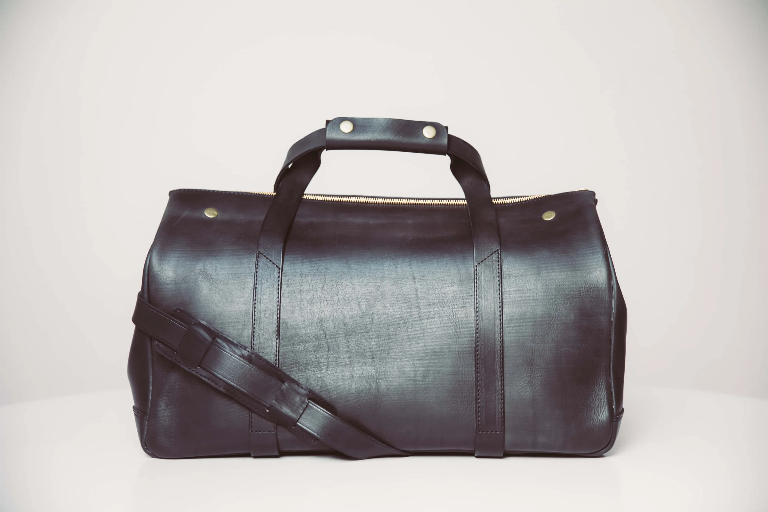 black leather mens holdall