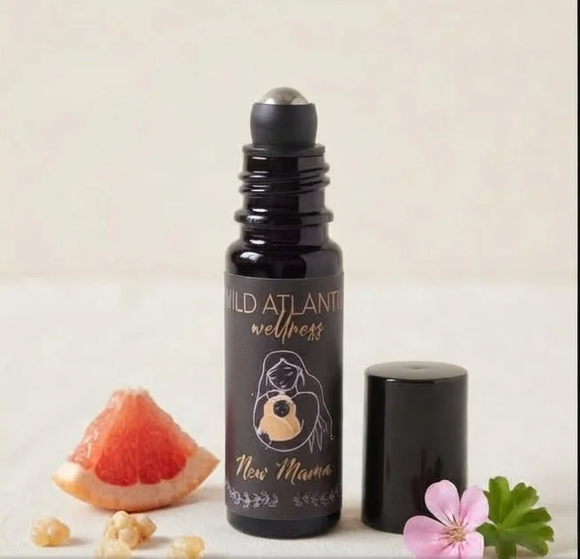 Wild Atlantic Wellness New Mama roller blend with pink grapefruit, frankincense and geranium