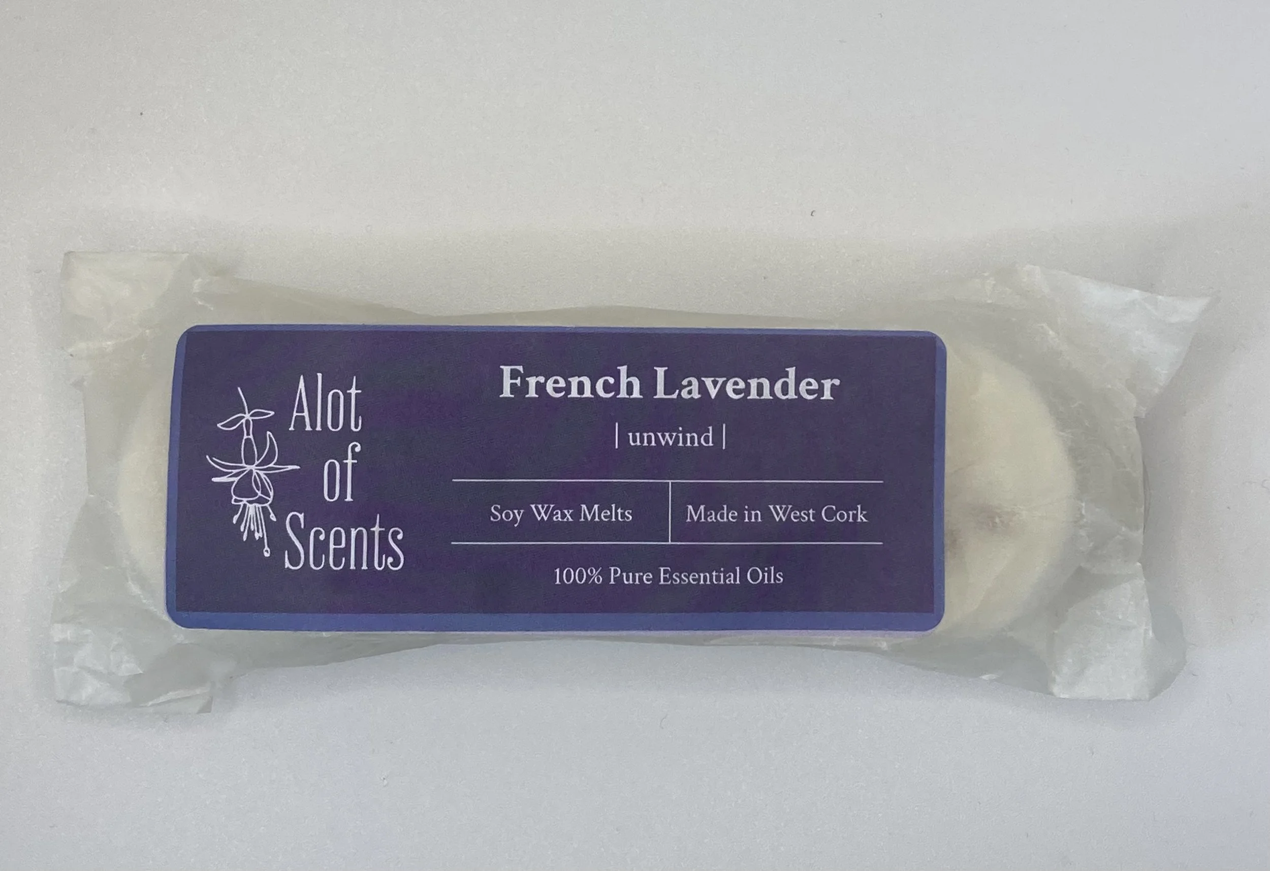 French Lavender soy wax melt from Alot of Scents, hand-poured in West Cork, included in the Rest & Restore Gift Set