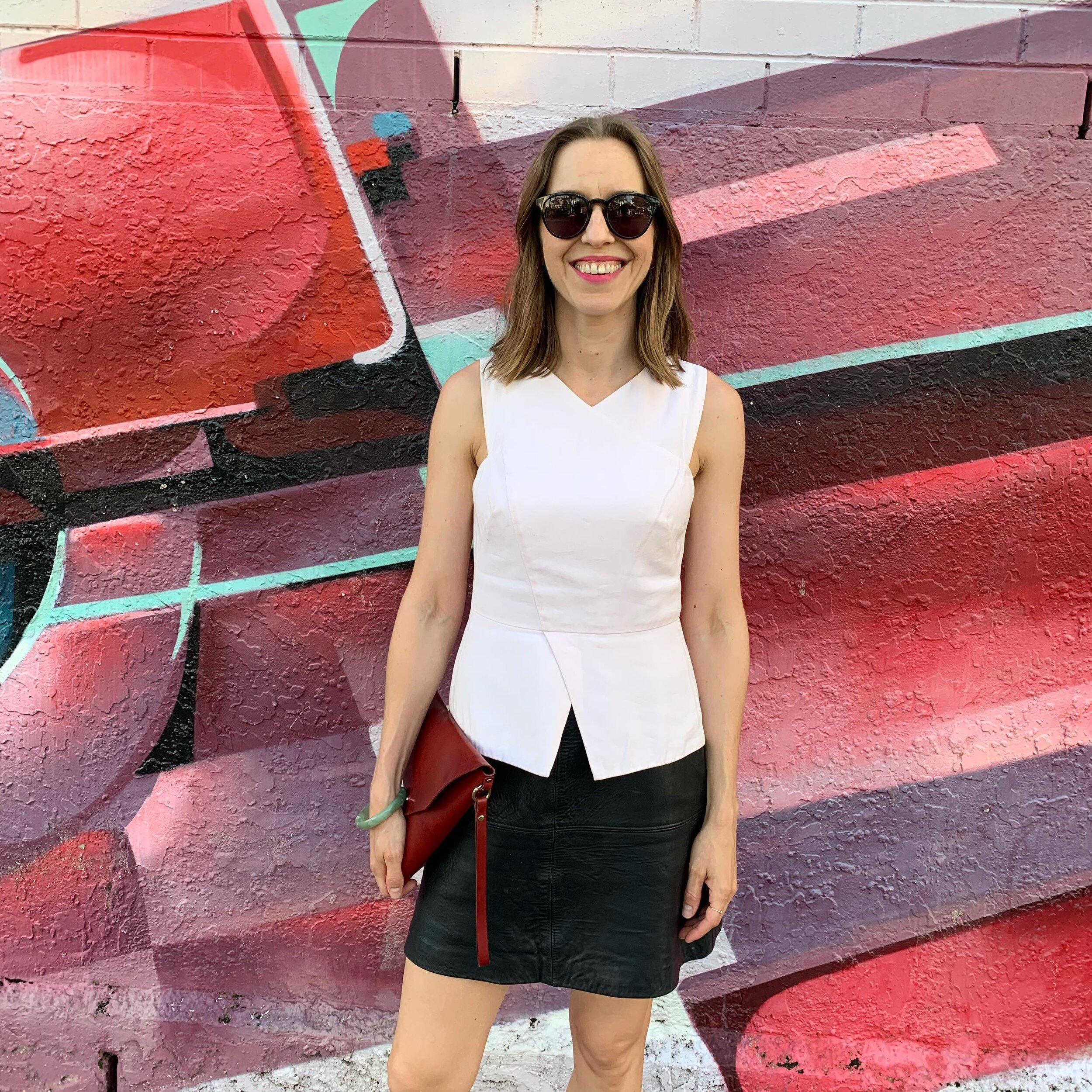 Found a wall that matched so did a little &lsquo;fit check on the way to dinner 🌸 

I thought I&rsquo;d fancy up and put on some pink lippy to go with my blush @veronikamaine_design top (bought circa 2011) and turns out @pink was playing near the re