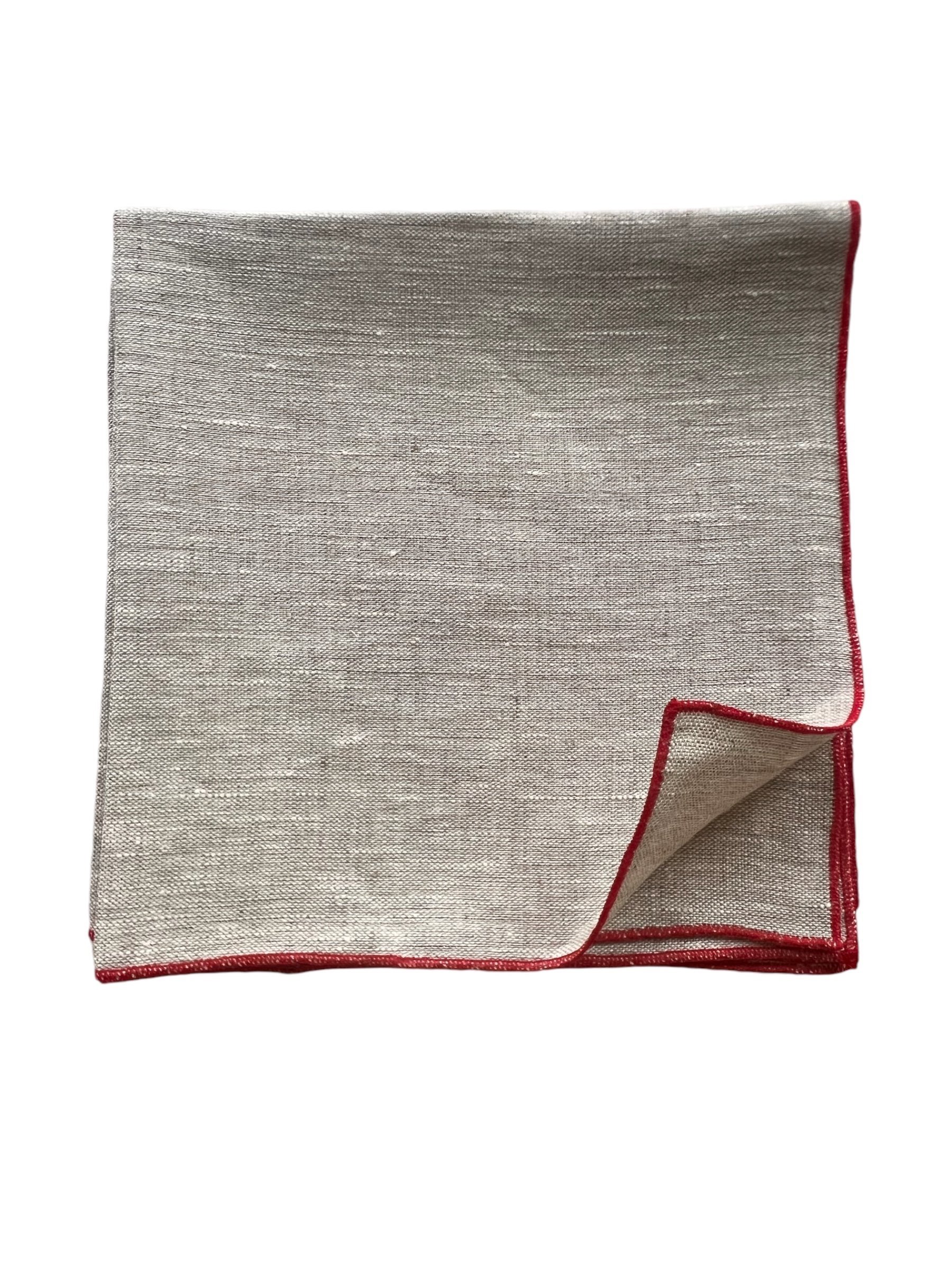 Linen Napkins pair with red trim