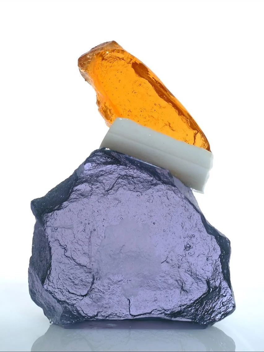 Time Rock Cluster 

Cast in dichroic glass and opaque white.

#castglass