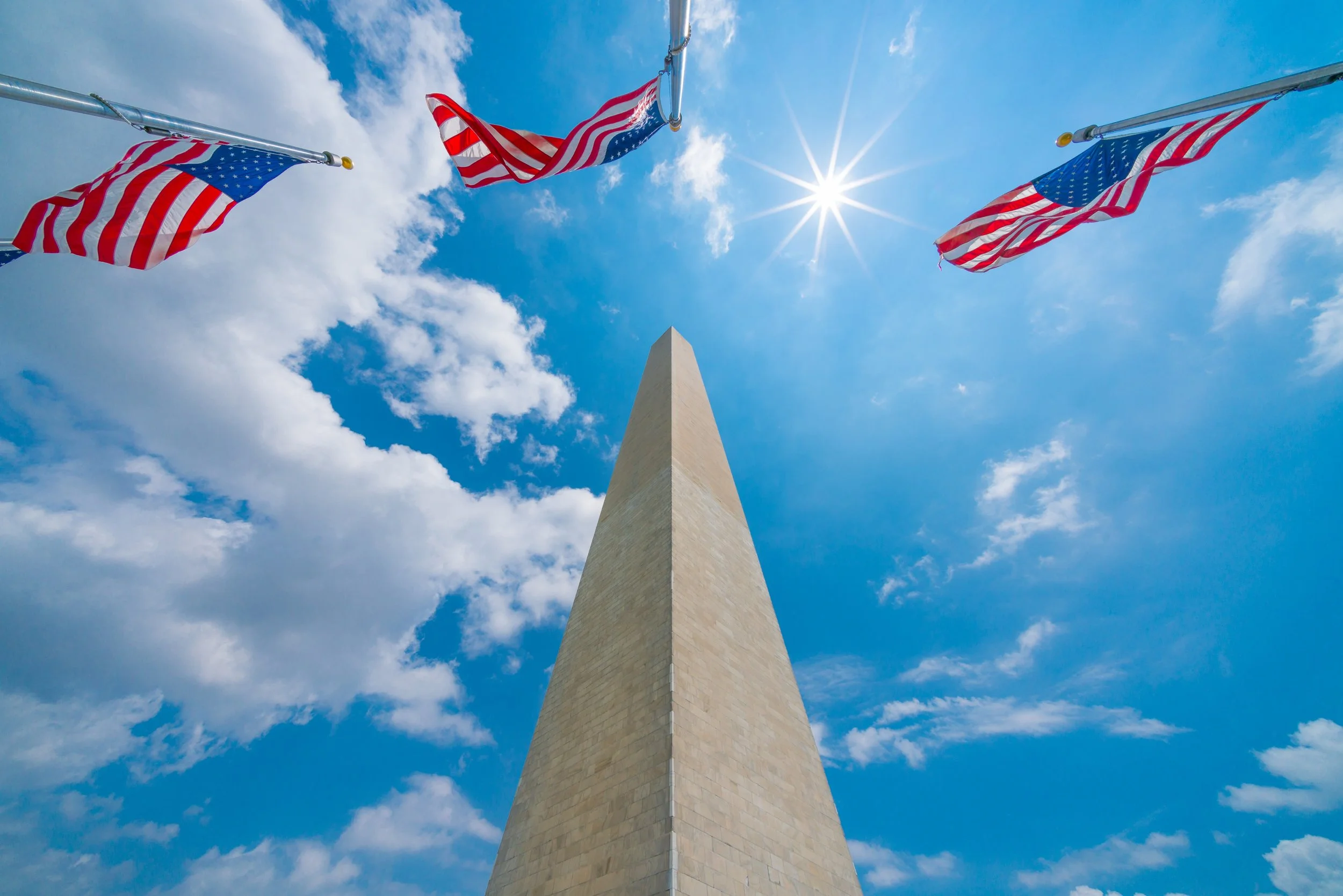 American Flags on National Mall raised back to full staff with private funds from the Trust for the National Mall