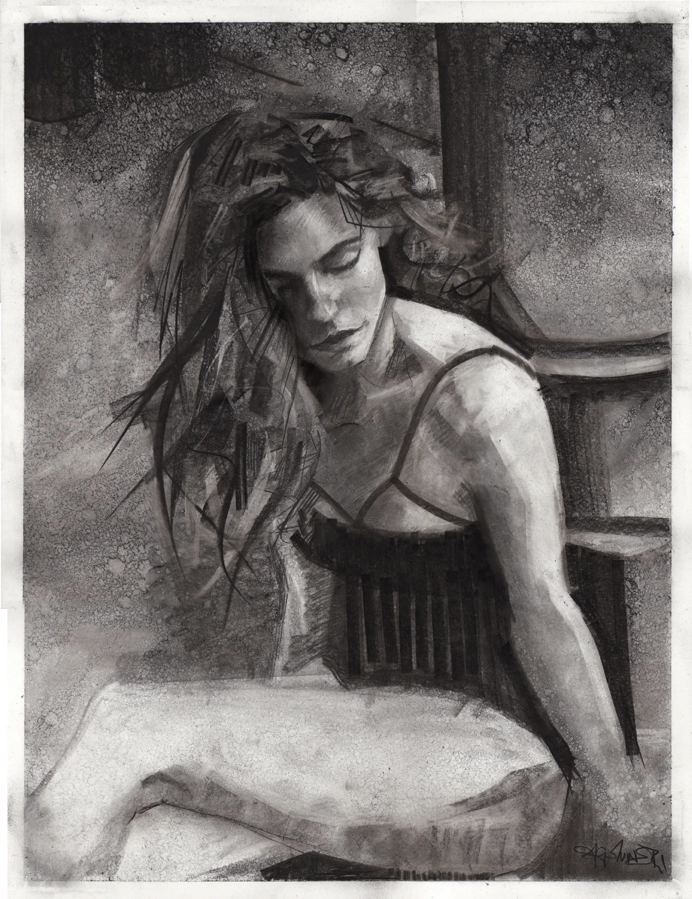 50cm by 65cm Charcoal on Bristol board 2015 sold