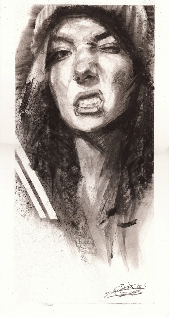 20cm by 40cm Charcoal on Bristol board 2015 Sold