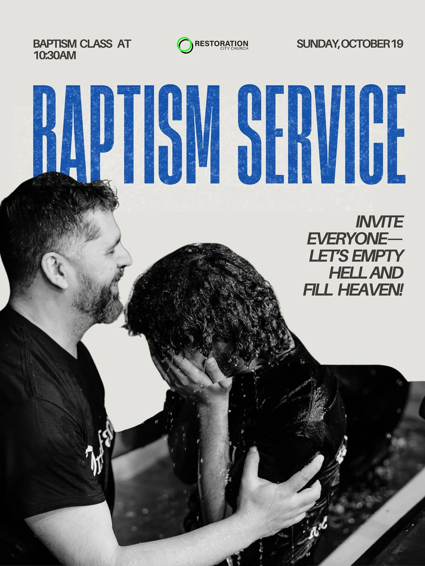 This Sunday is Baptism Sunday! We’re believing for lives to be changed and hearts to be made new. Invite everyone you know, we’re on a mission to empty hell and fill heaven for the glory of God! Come expectant for what the Lord will do. ?