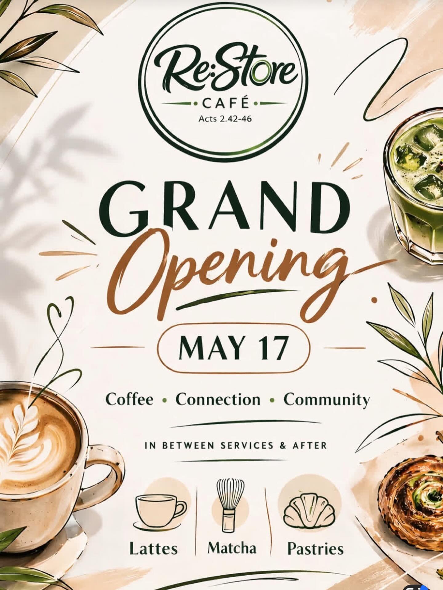 Calling all coffee lovers!
We&rsquo;re excited to launch Re:Store Caf&eacute;, brought to you by @grindbygio. Creating a space for coffee, connection, and community before and after service.