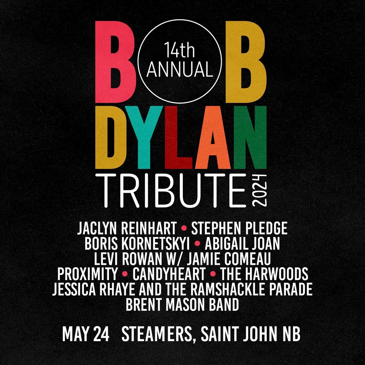 Bob Dylan Tribute show this Friday, May 24th, 7:30pm at Steamers in Saint John - only a few tickets left! 😎

#bobdylantributeshow @brentmason1984 @jaclynreinhartmusic @abigailjoanmusic @_jamiecomeau @levi.rowan @billpreeper @ea_sandy_mackay @ceebray