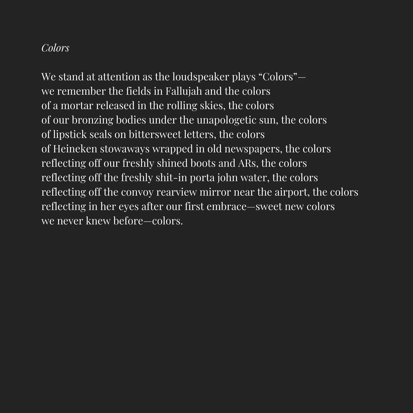 tw: war

these past few weeks (this week especially) have been tough. they&rsquo;ve been full of reflection&mdash;particularly with the role we can play in our country&rsquo;s future.

one of my uni classes was all about the military experience. give