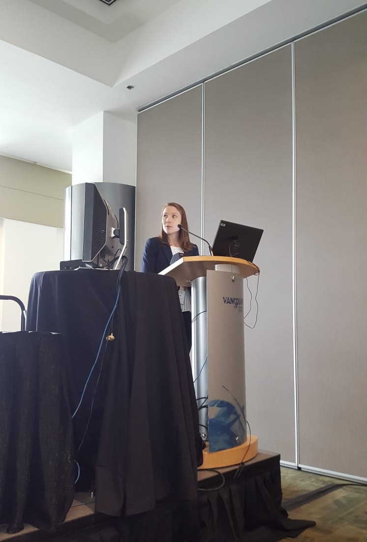 Global HPV Control and BCCDC affiliate Christine Lukac presenting on the impacts the HPV vaccine had on cases of genital warts in BC at ISSTDR.