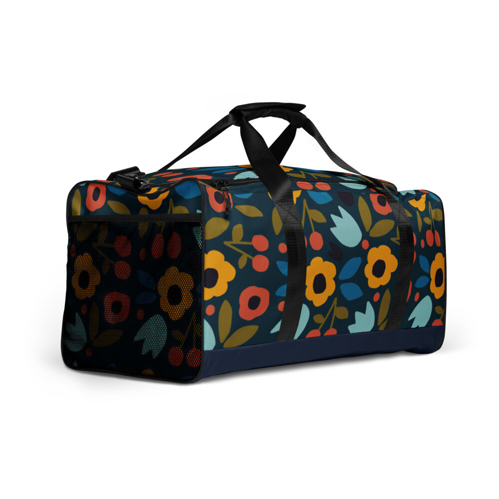 Blue Floral Duffle bag — my little buffalo