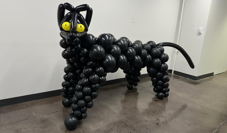 Black panther balloon sculpture NYC event decor