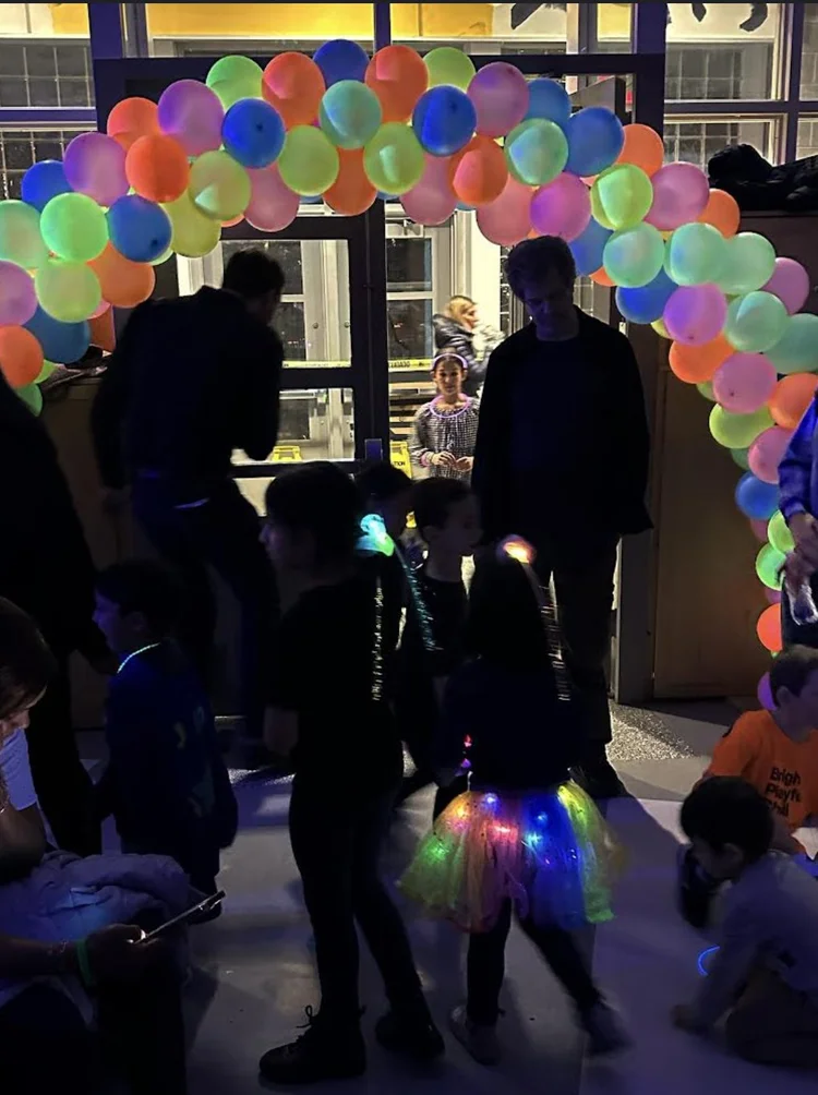 Neon balloon arch glow party Manhattan NYC black light