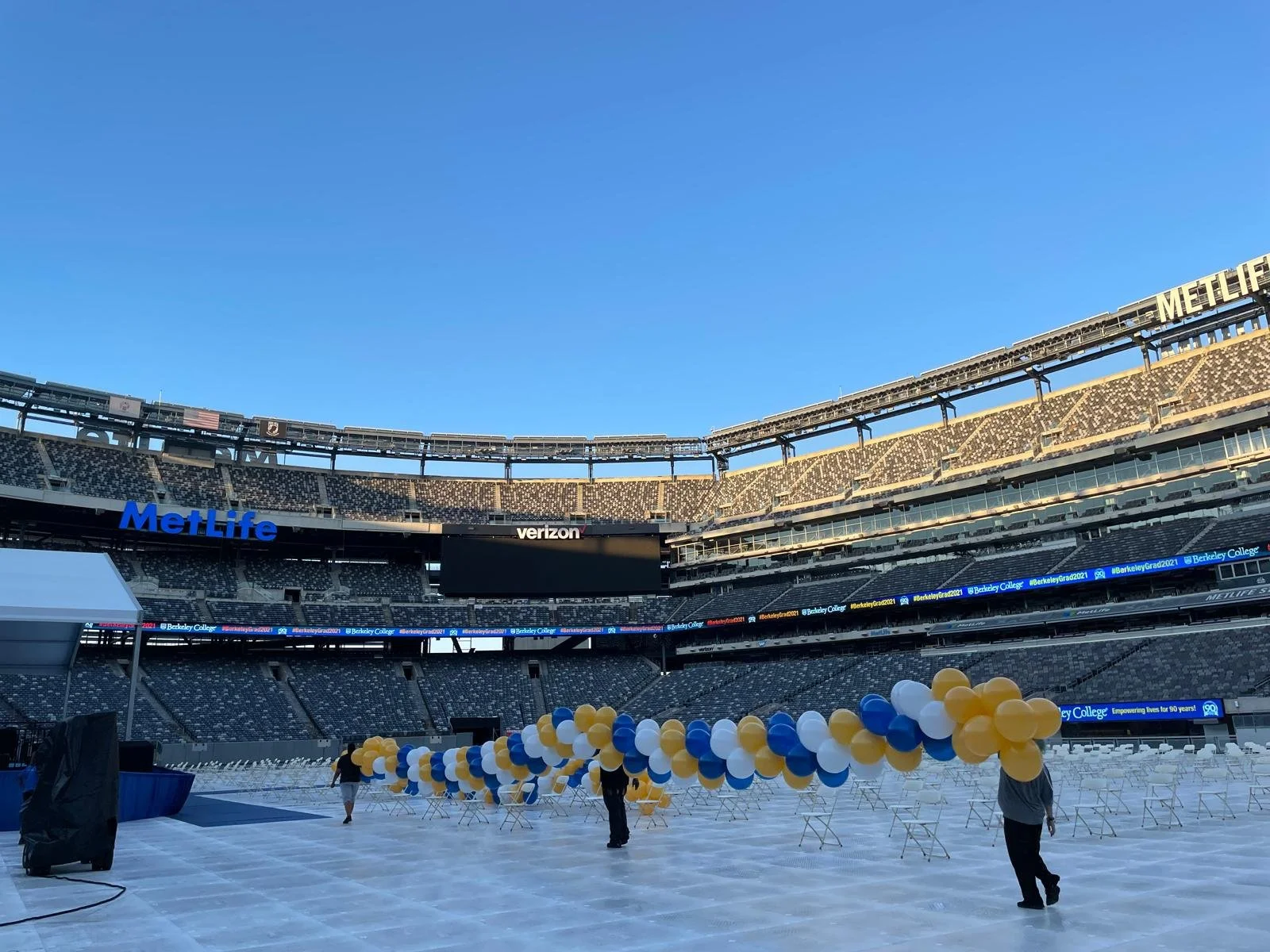 Graduation Balloon Decor at MetLife Stadium NJ | Berkeley College Installation