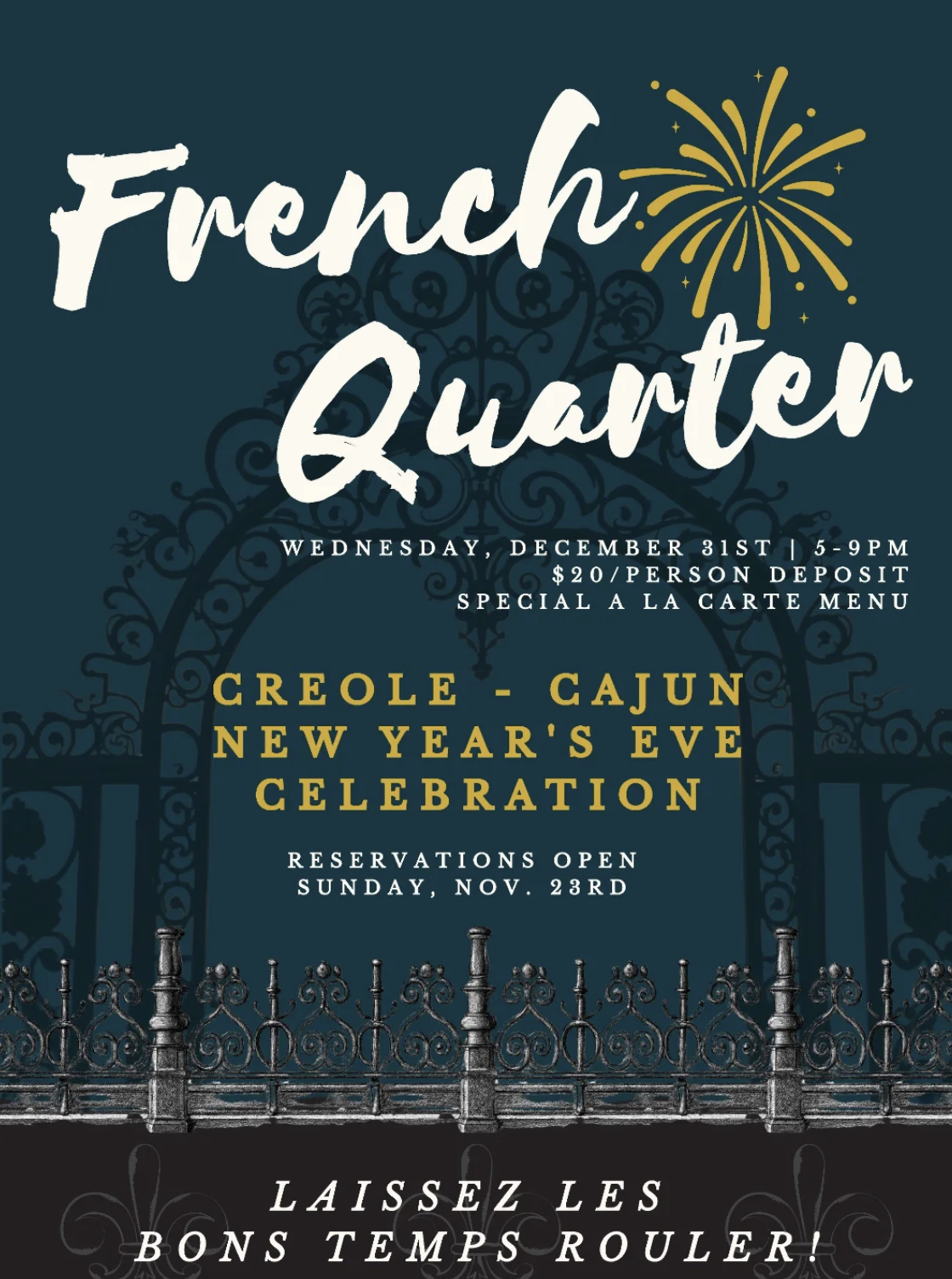 New Year's Eve Dinner at Blue Atlas