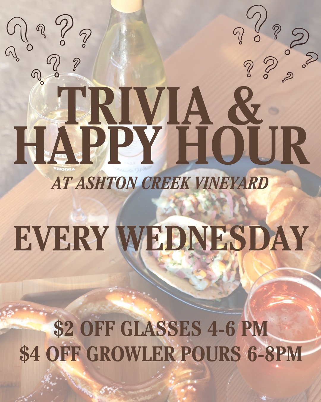 Trivia + Happy Hour Wednesdays at Ashton Creek Vineyard