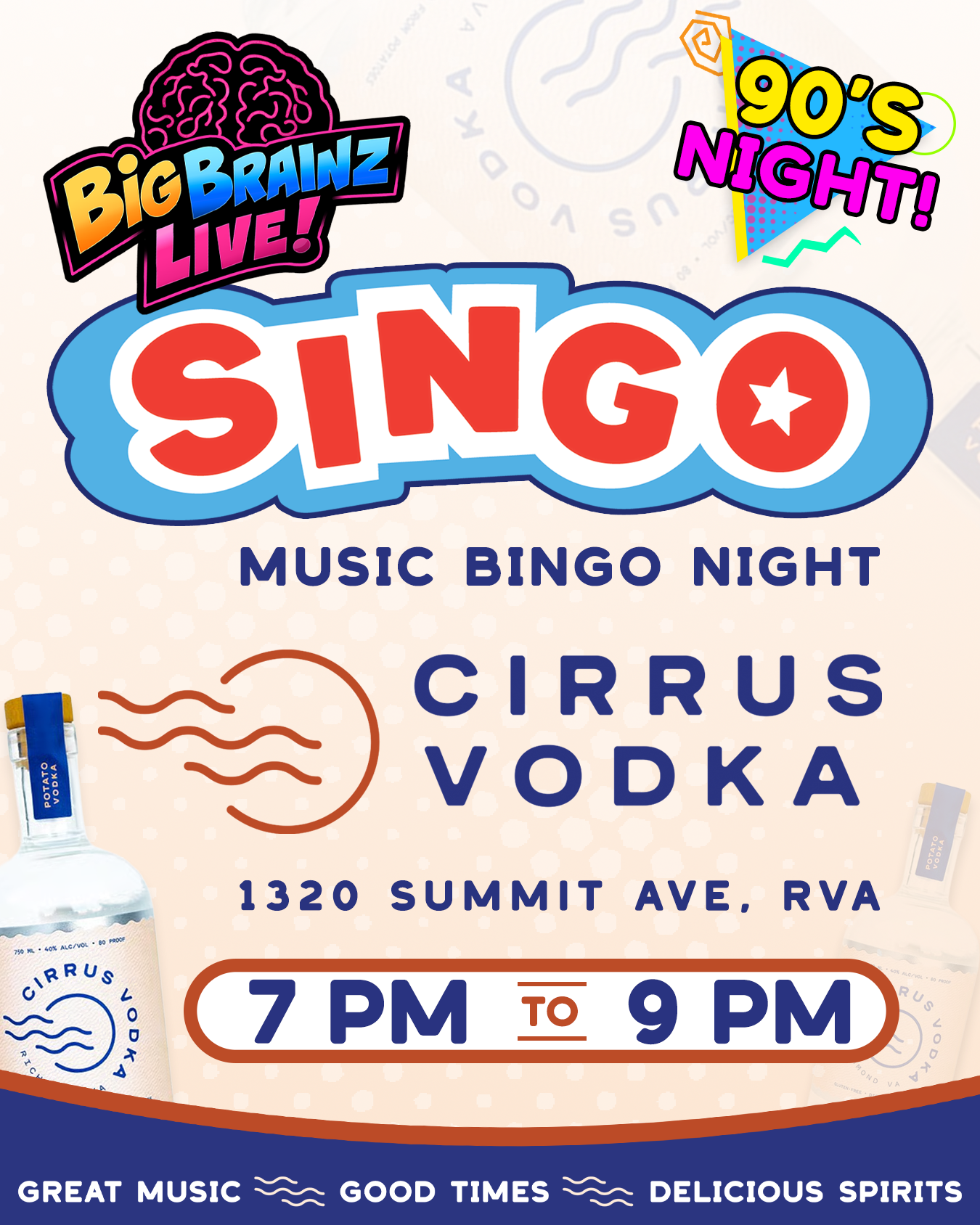 90s Music Bingo at Cirrus Vodka