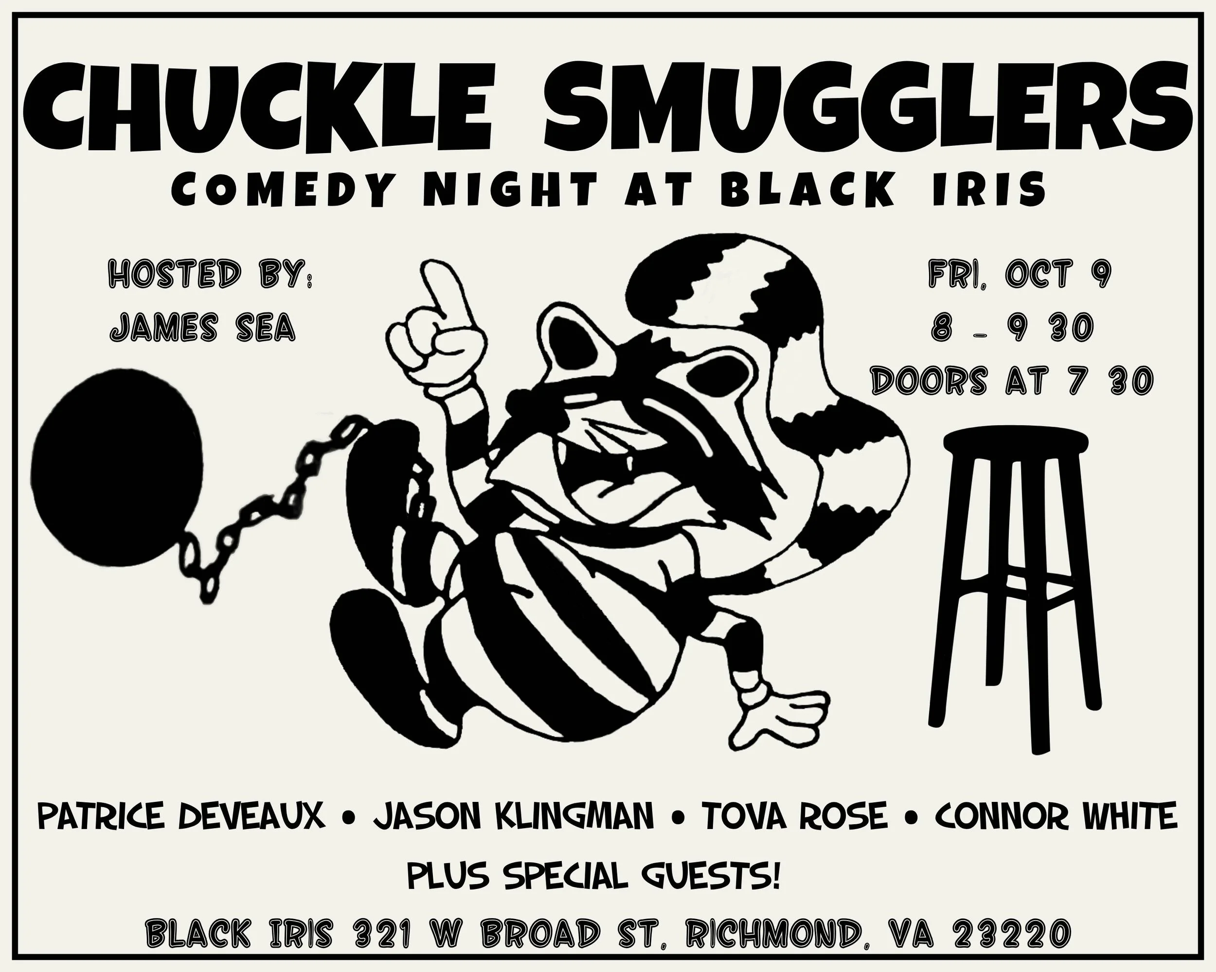 Chuckle Smugglers StandUp Comedy Black Iris Social