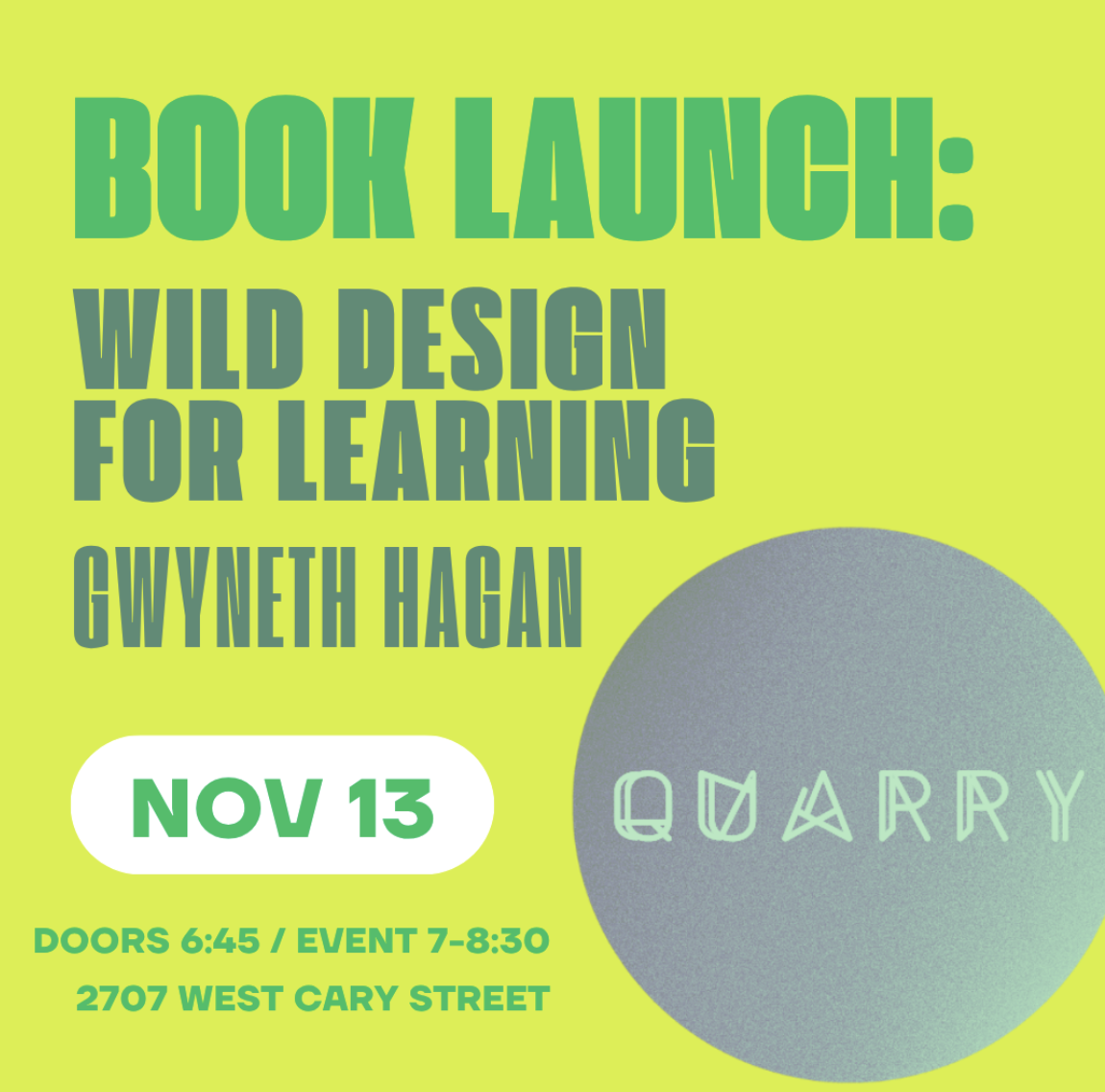  Book Launch: Wild Design For Learning w/ Gwyneth Hagan