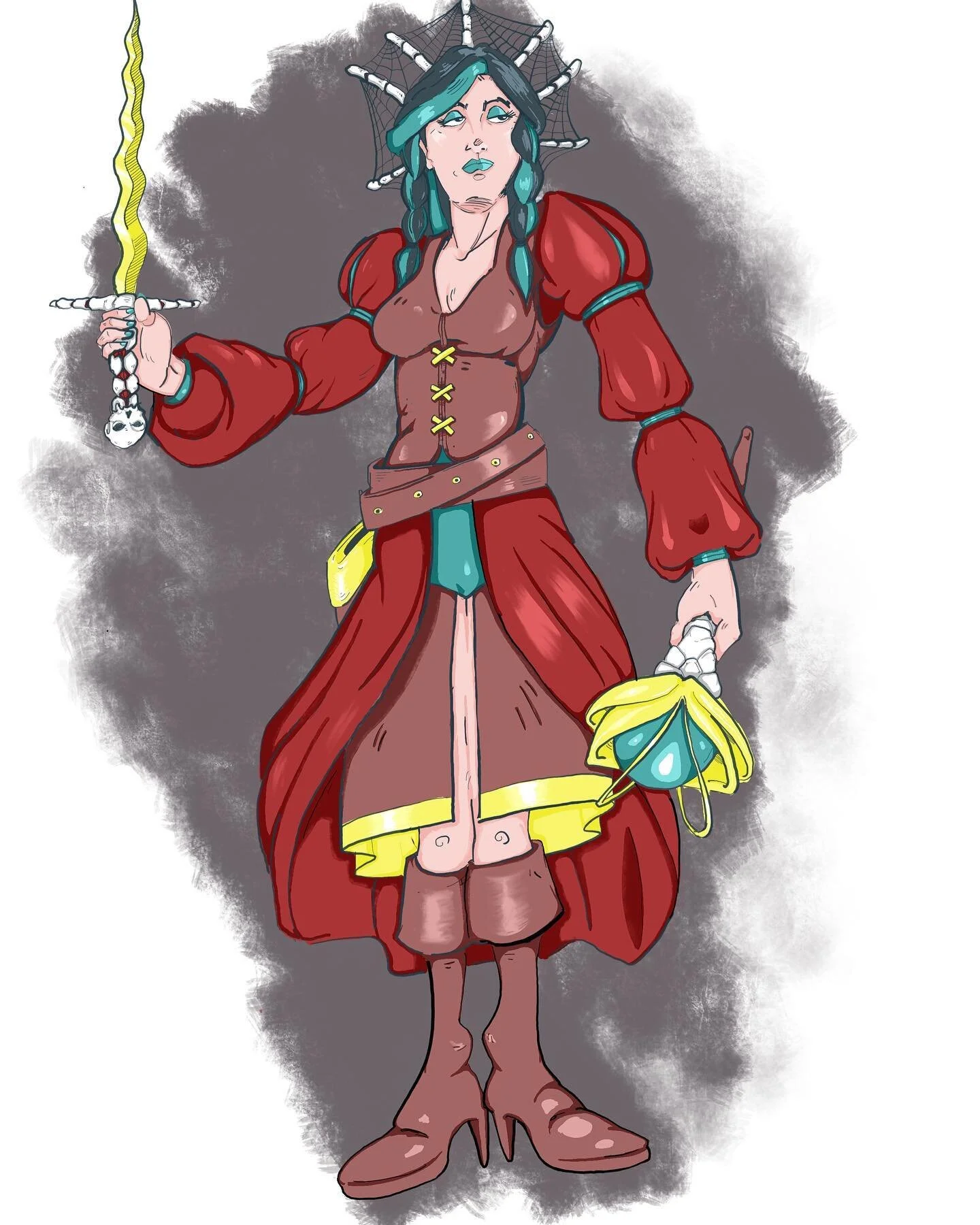 Forgot that @evalorell wanted me to draw up a version of her character from #m&ouml;rkborg. I should probably do the rest of the crew before we pick our campaign back up with @zachmech and @lu.bird.

#procreate #tabletoprpg #morkborg_rpg