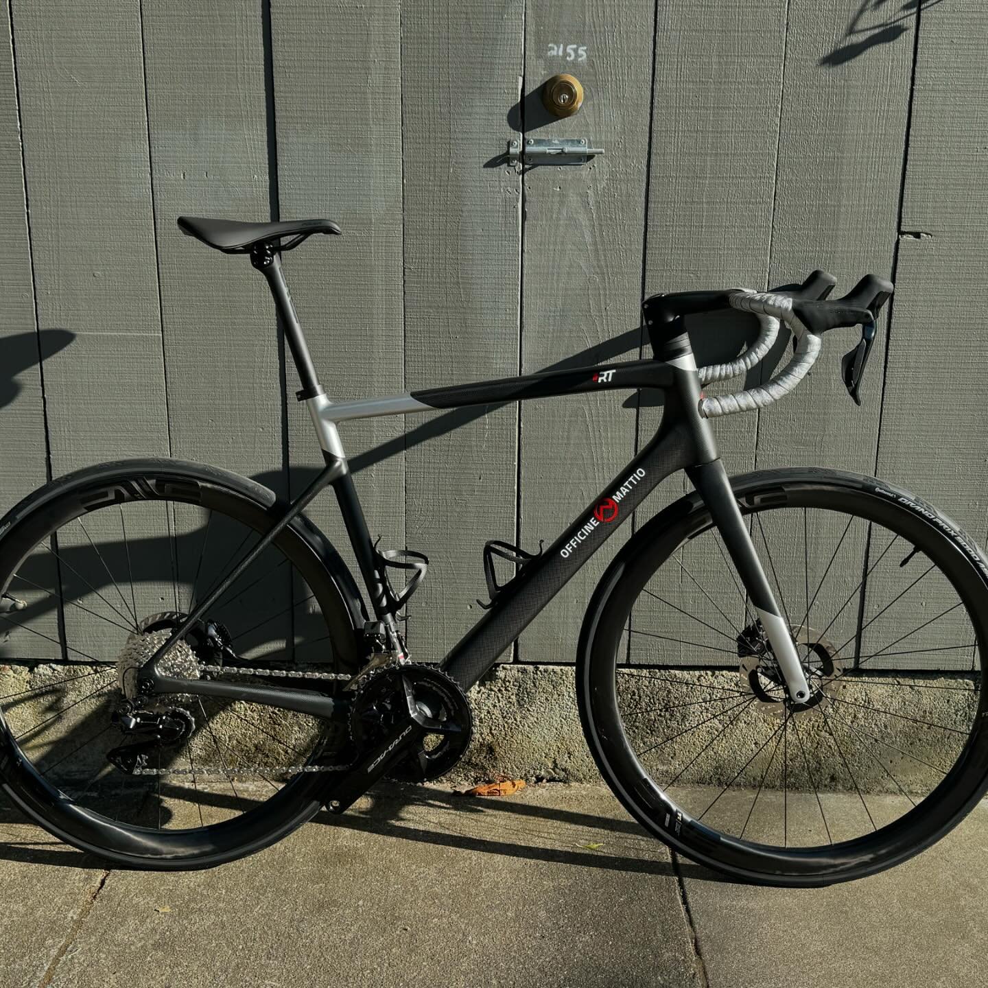 New to Bespoke Cycles Officine Mattio. Hand made in Italy. Available in Custom design and stock offerings. Italian styling and ride character. This ride is nimble, responsive, but smooth as silk. This OM RT 1 is available  for demo test ride and rent