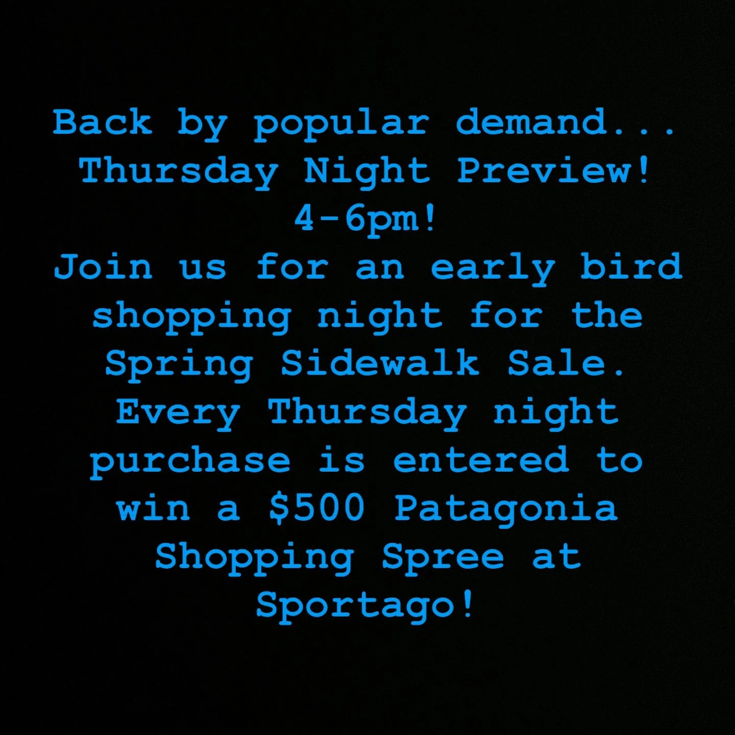 $500 Raffle entry with every Thursday night purchase.  4-6 PM 4/30/26