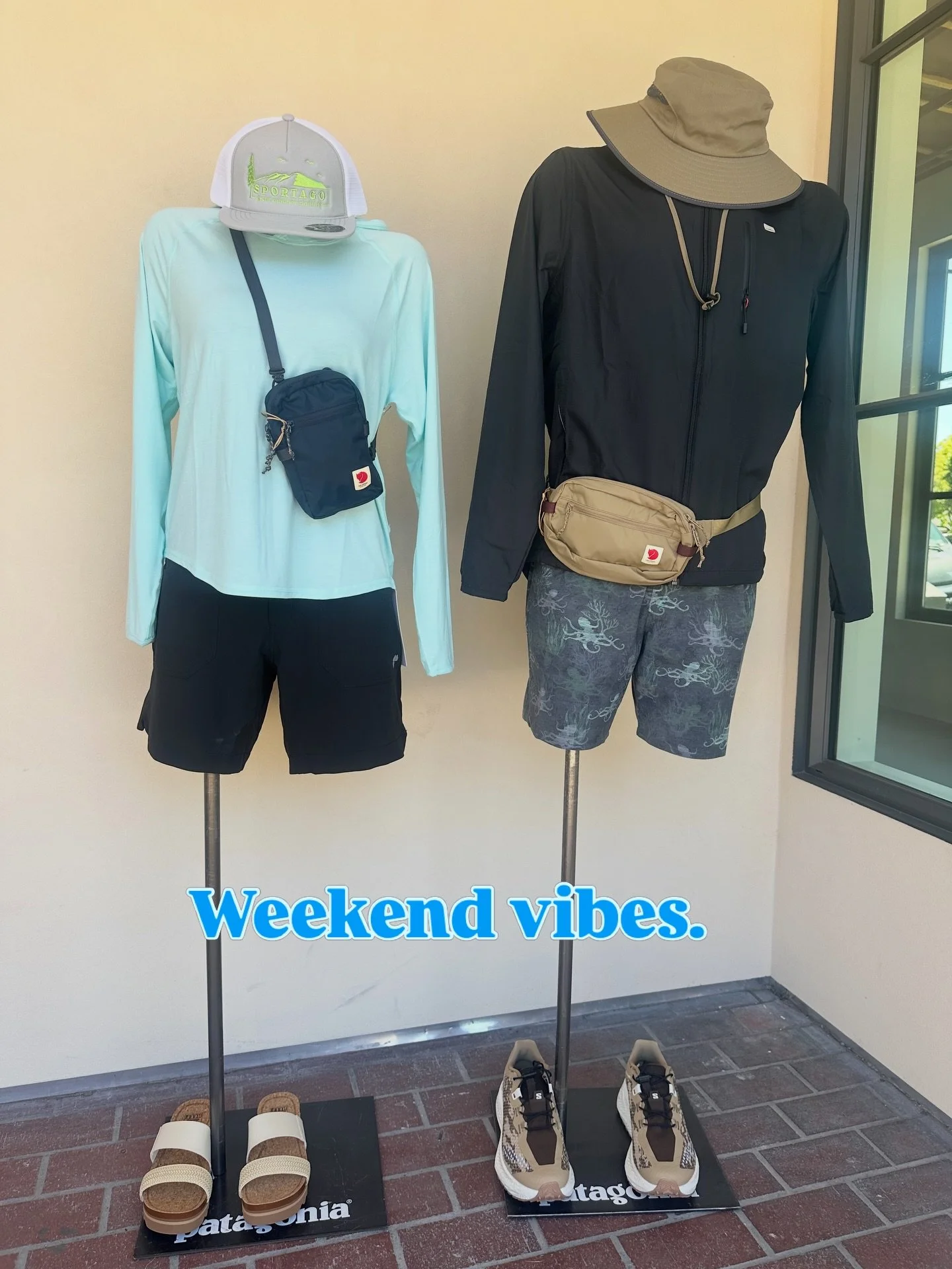 Hiking, beach combing, walking at the park.  The mannequins are outfitted.  @cova @krimsonklover @salomon @pistildesigns @reef_sandals @fjallraven_na @downtownsebastopol @sthelenaca