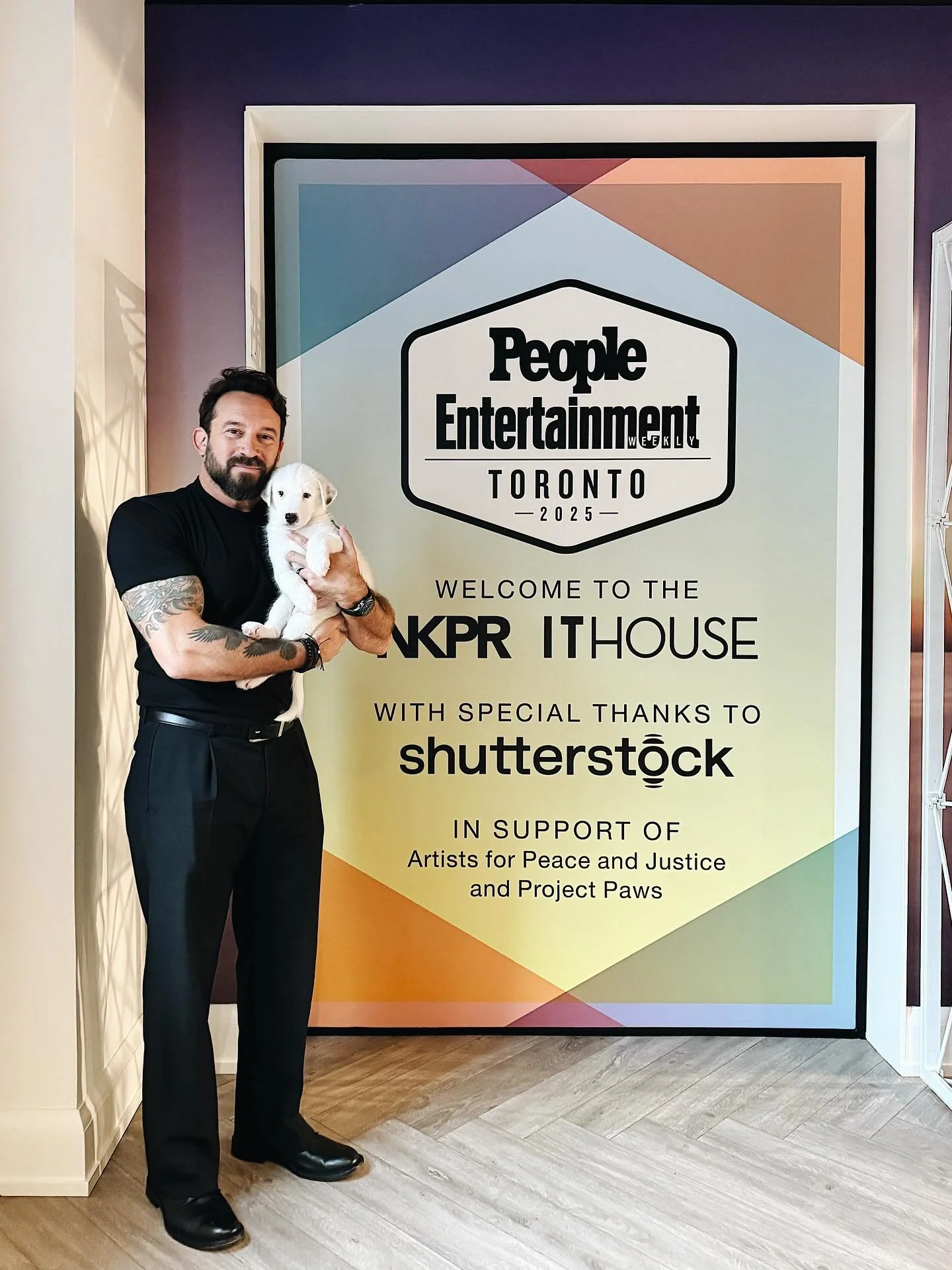 Puppies!!! We&rsquo;re thrilled to kick off this year&rsquo;s IT House in partnership with @people, @entertainmentweekly, and @shutterstock, at the @QTowerCondo Presentation Centre. We are hosting our furry friends at @projectpawsdogrescue to help ad