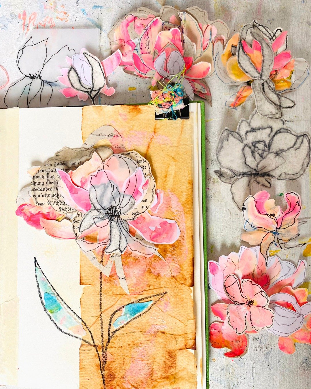 Day 7 of the Flowers Magic Art Fest and Michelle Schratz is here. 🌸
Today we let go of perfection and let creativity bloom.

Wildflowers with an Attitude is exactly what it sounds like. Loose marks, wild colours, layering, collage, and flowers that 
