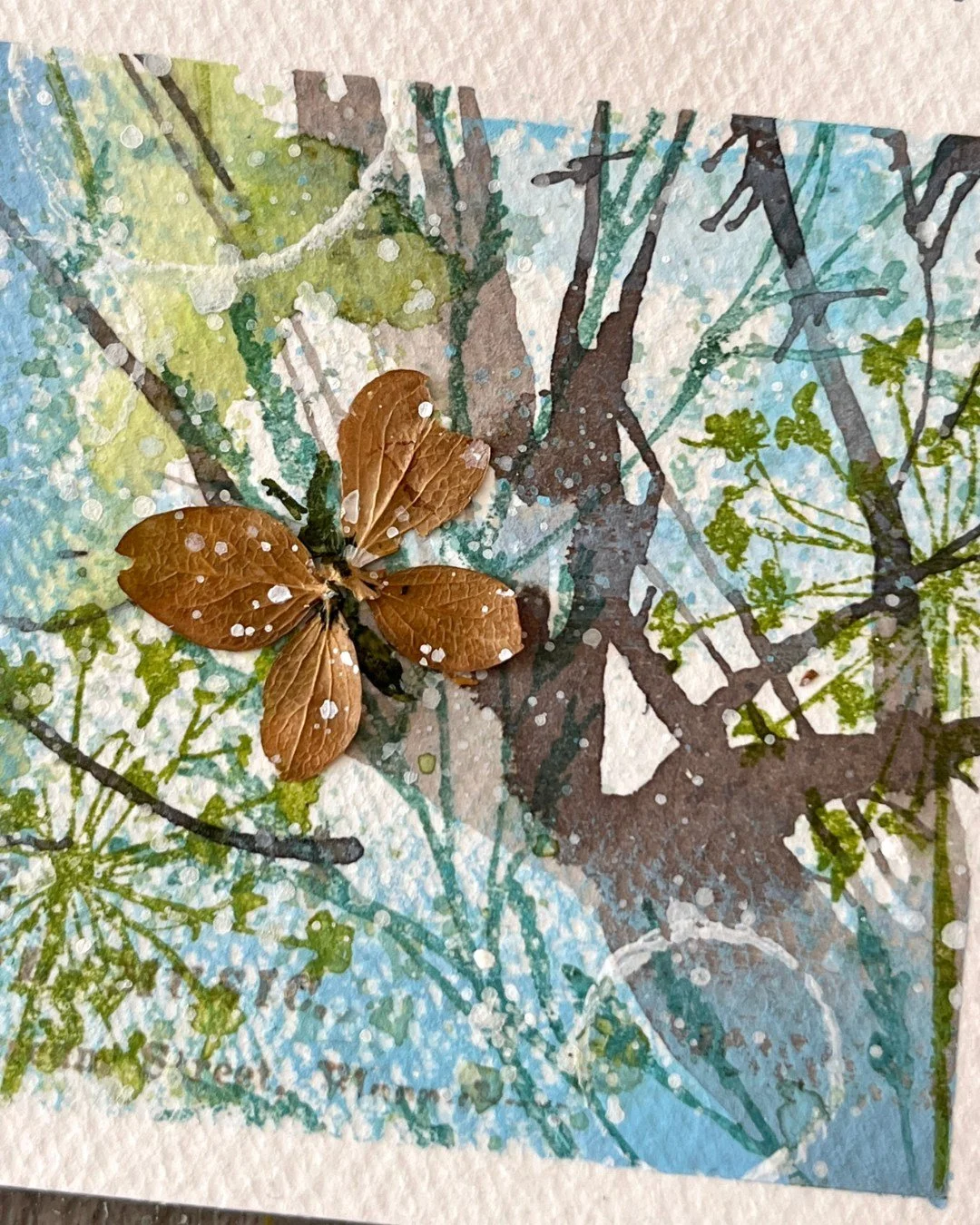Day 11 of the Flowers Magic Art Fest is here, with Alison Bomber and Taking Root, Taking Flight.

She calls her ink "faded jeans" and blows it across the page with a drinking straw, no brush, just her own breath sending roots creeping acros