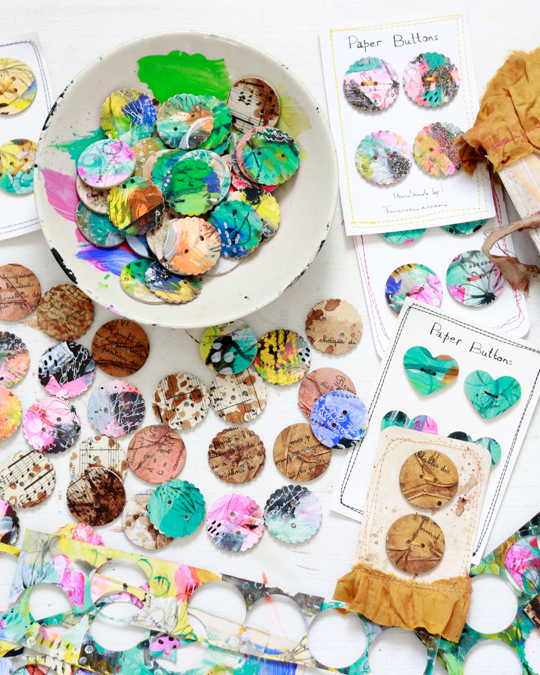 Paper Buttons Course - Francisca Nunes Mixed Media Class — FRANCISCA ...